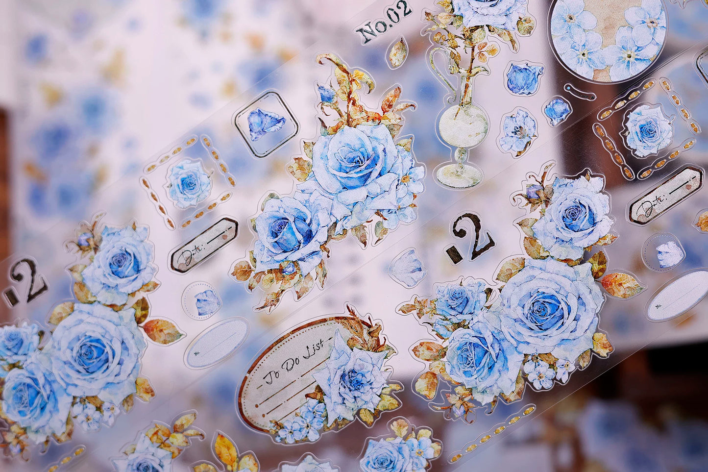 XiaoBaiJia Salt Series【Clear Dew】Pre-cut Orginal Design Floral Washi/Pet Tape Light Retro Stickers