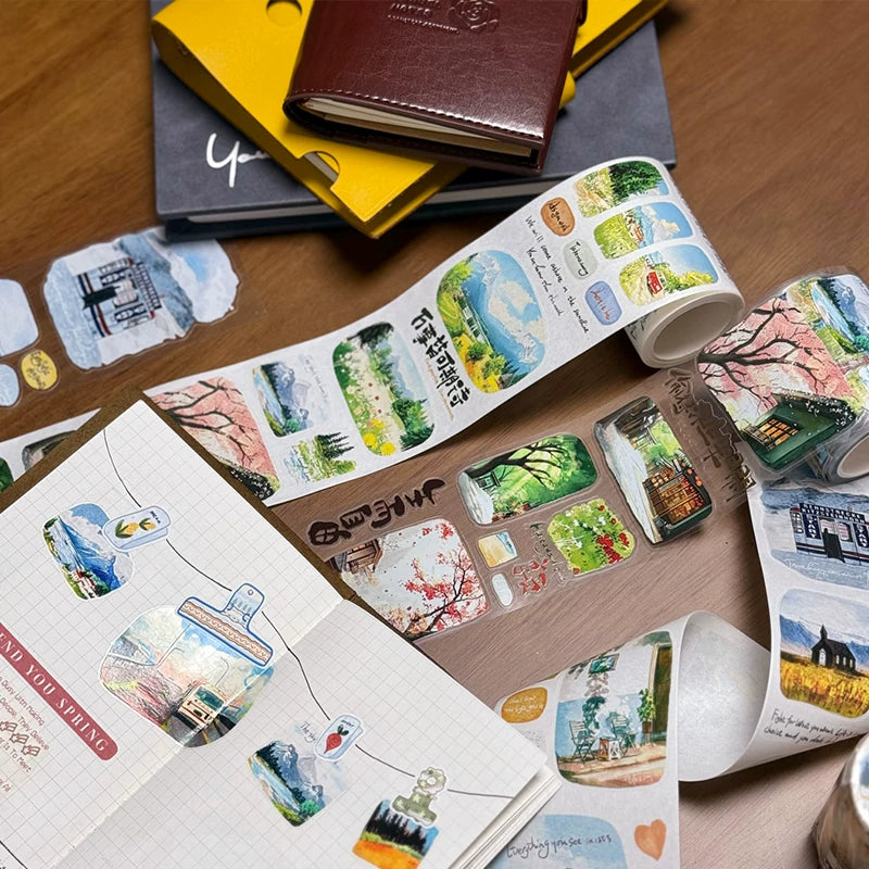 Wait Studio【Pick up Light Themed Scenery】Pre-cut Light Retro Washi/PET Tape