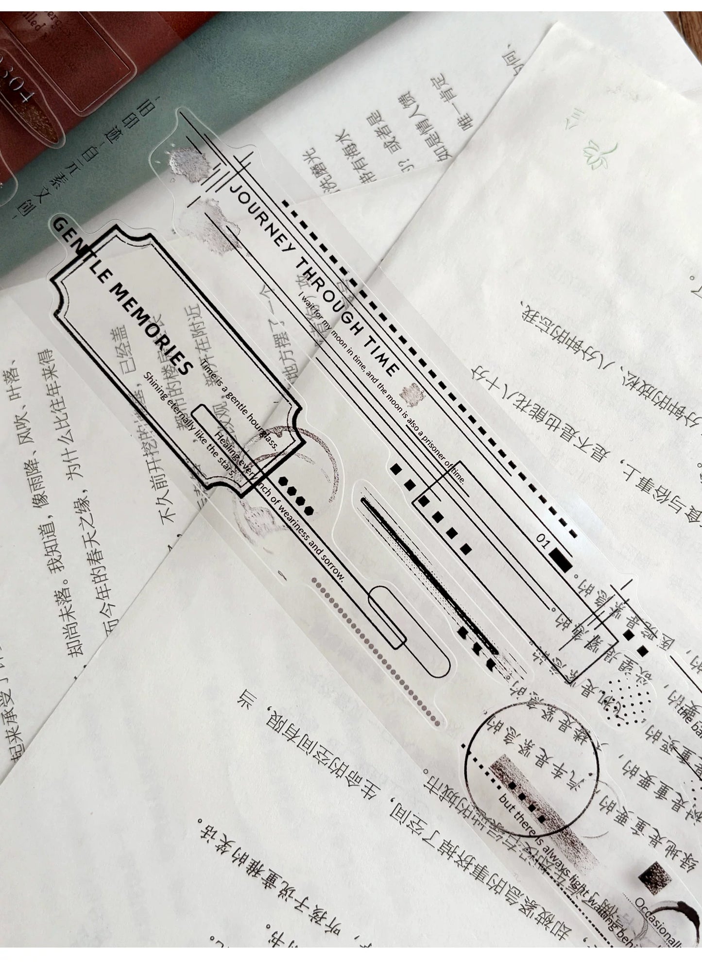 ZiYuanSu【Old Imprint】Background Line Grid Text Pre-cut Washi/PET Tape