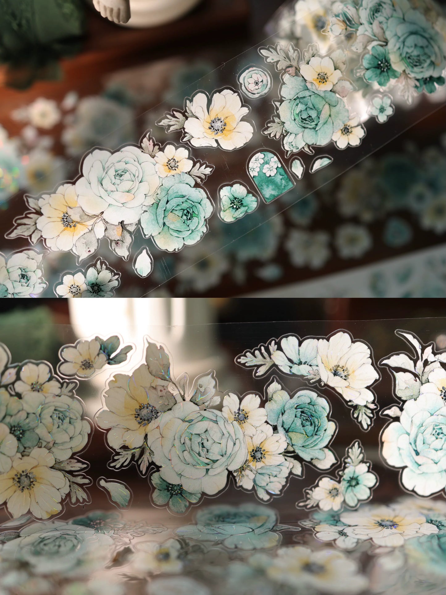 YiEr Vol17【Blue-Violet Flower】Kiss-cut Floral Washi Tape and PET Stickers