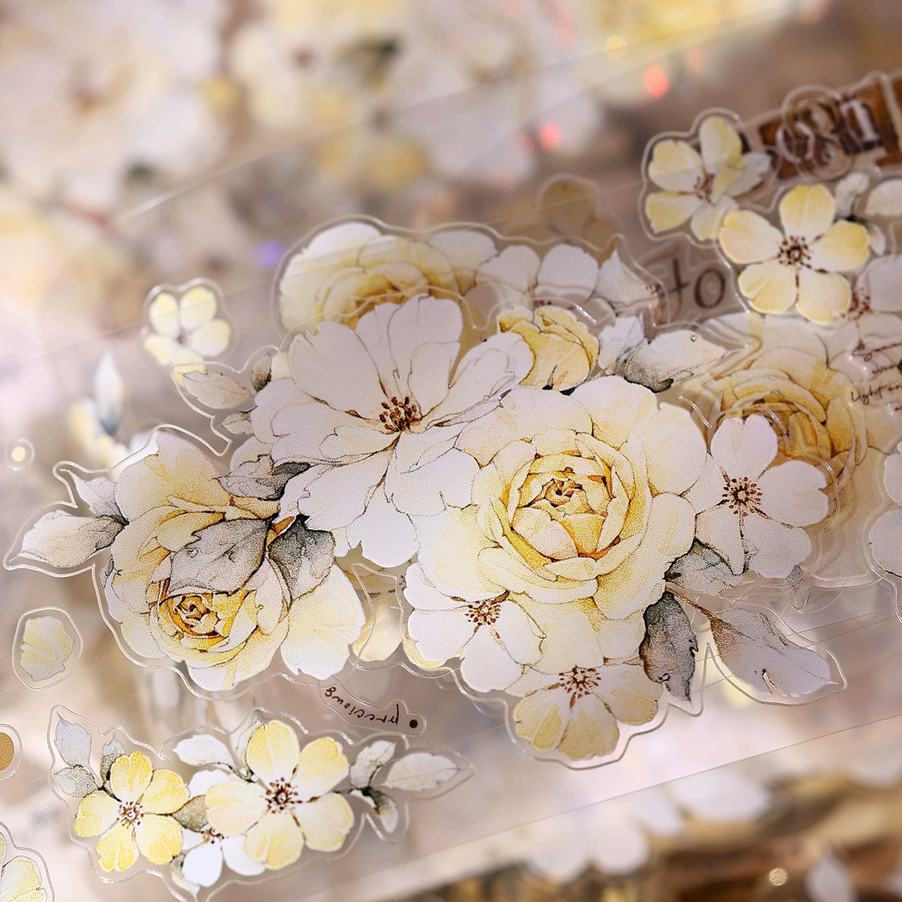 XiaoBaiJia【Yellow Rose】Light Retro Orginal Design Washi Pet Tape Landscape Stickers
