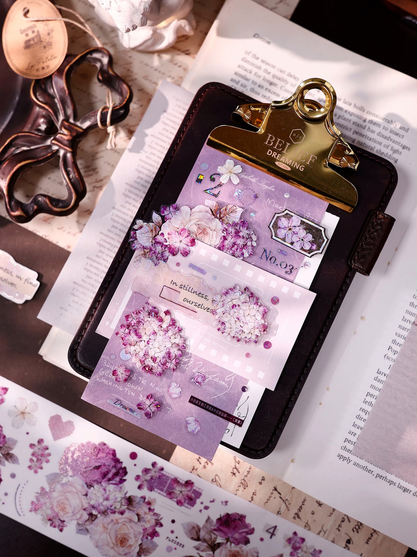 XiaoBaiJia【Zimo Fangxu】Pre-cut Rose Flowers Orginal Design Washi Pet Tape Light Retro Stickers