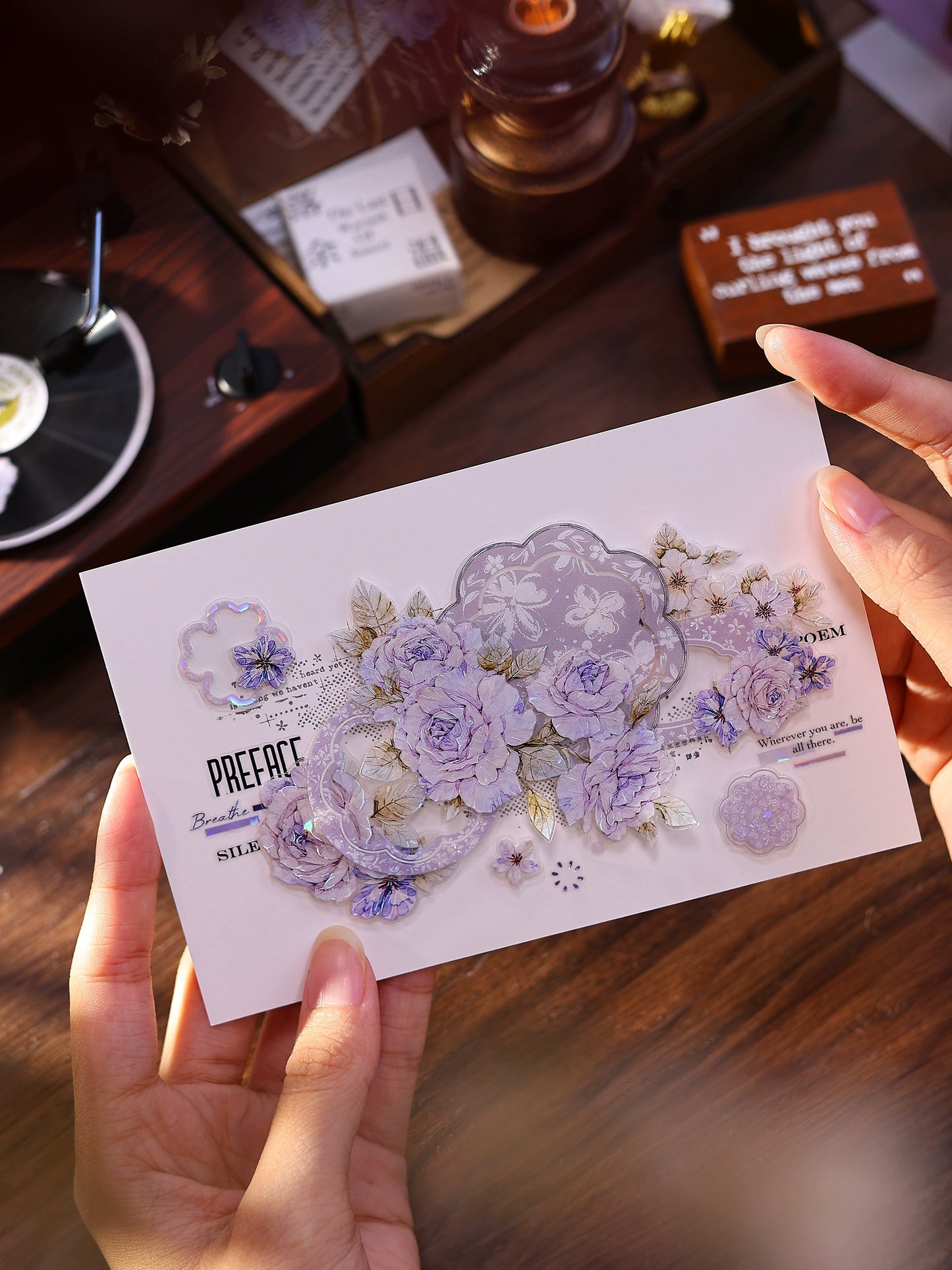 XiaoBaiJia【Rose Poetry】Light Retro Orginal Design Washi Pet Tape Landscape Stickers