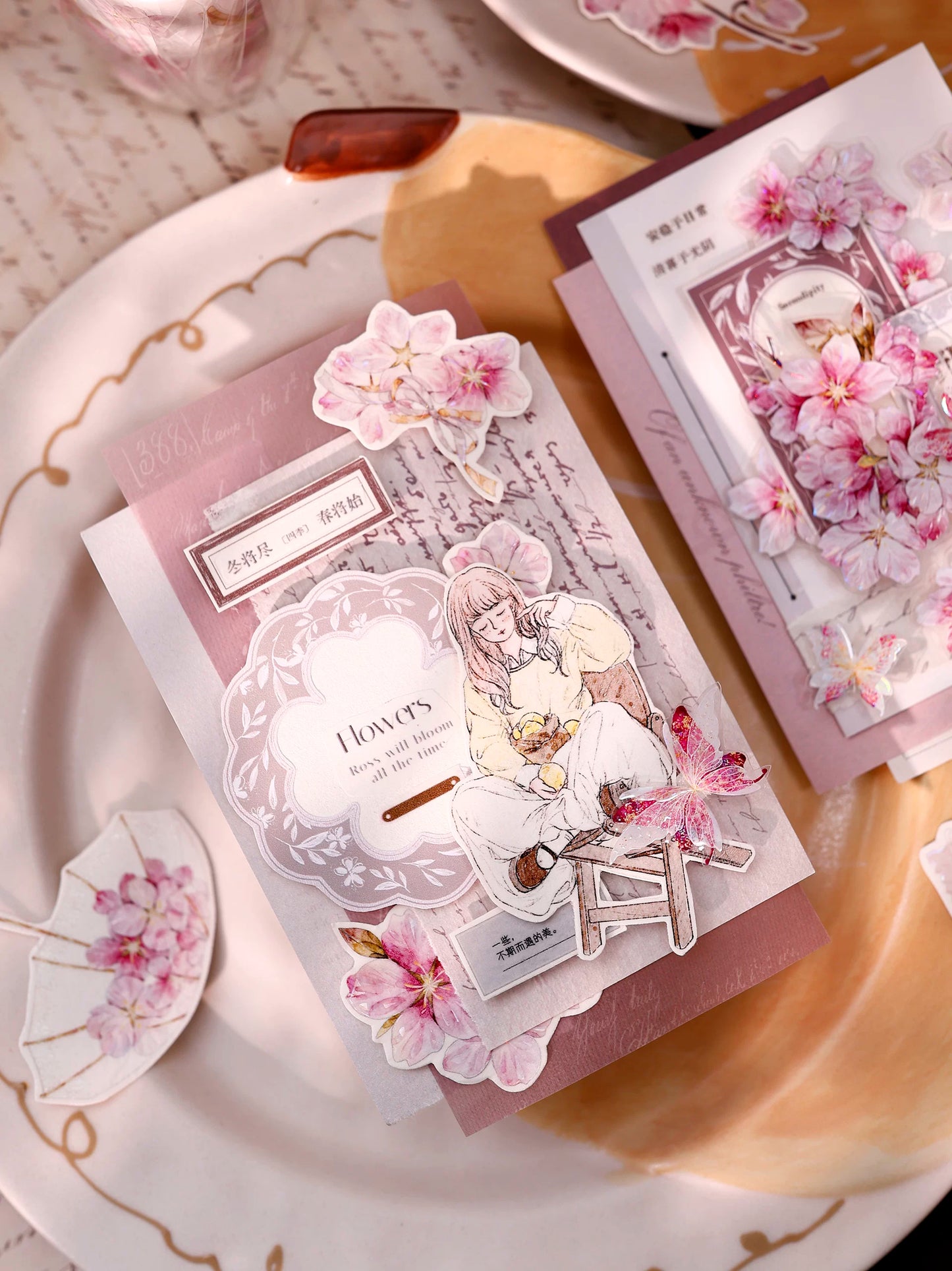 XiaoBaiJia Salt Series【Poetic Girl】Pre-cut Orginal Design Washi Pet Tape Light Retro Stickers