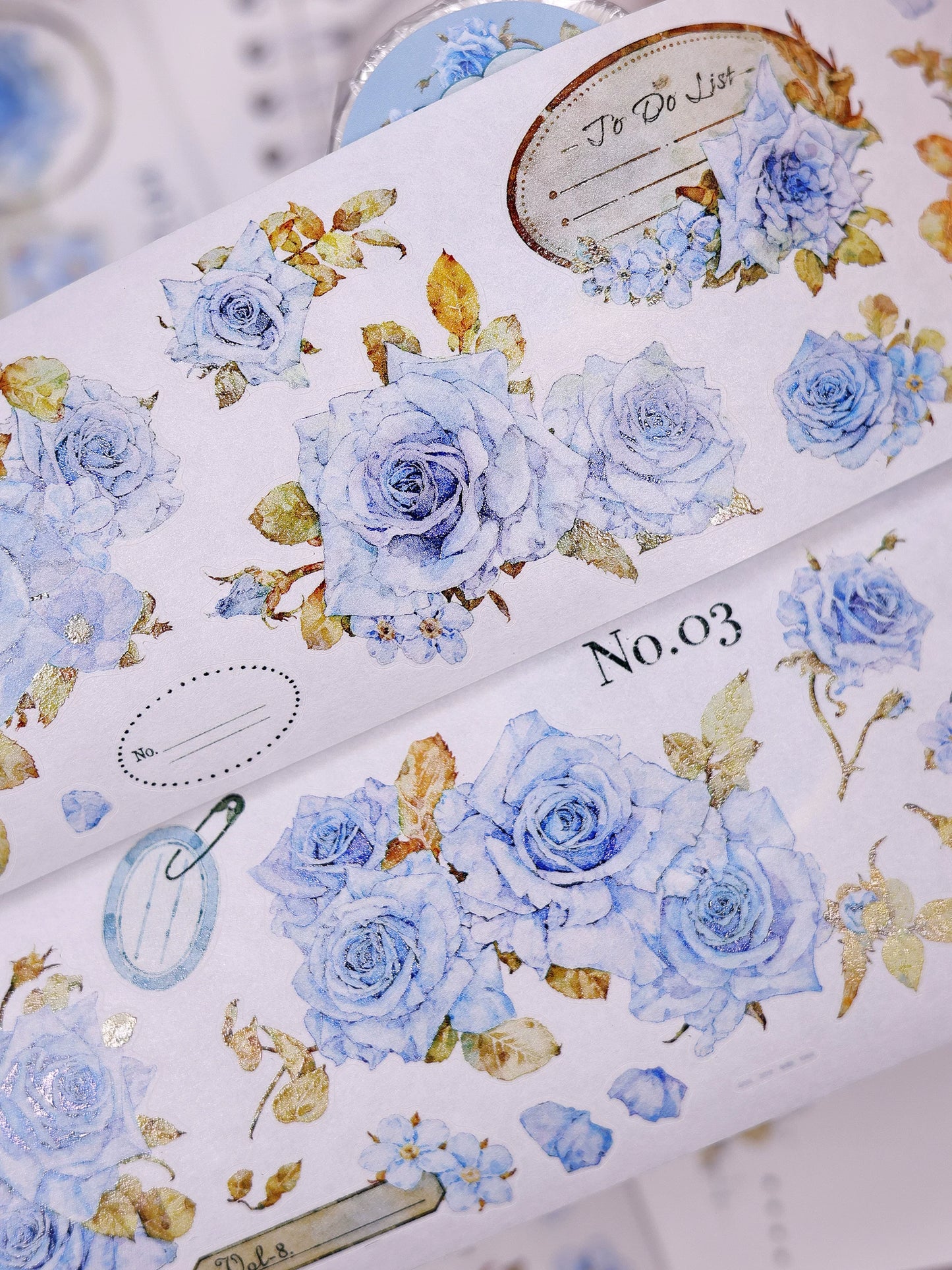 XiaoBaiJia Salt Series【Clear Dew】Pre-cut Orginal Design Floral Washi/Pet Tape Light Retro Stickers