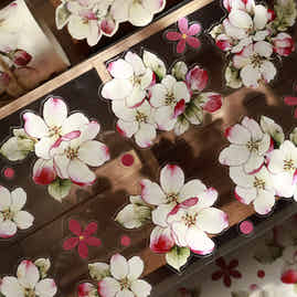 YiEr Vol15【Crabapple Blossom】Orginal Design Pre-cut Washi/Pet Floral Tape Light Retro Landscaping Stickers