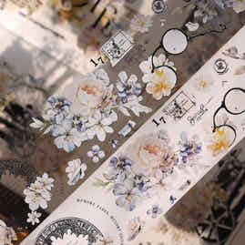 XiaoBaiJia 【Old Trace】Orginal Design Washi/Pet Tape Light Retro Landscaping Stickers,for Scrapbook Supplies,Scrapbook Tape Stickers,Junk Journal Supplies