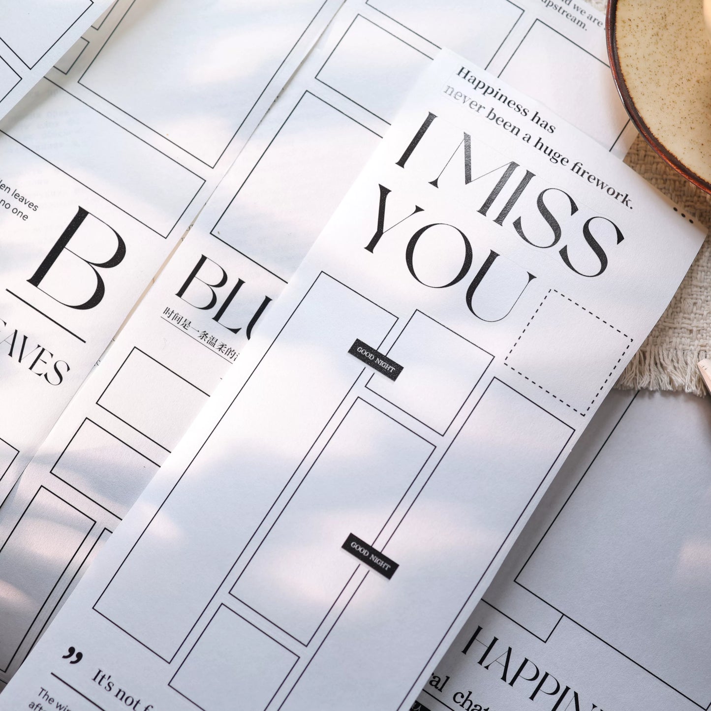 YiEr Vol17【Base Border】Kiss-cut Magazine-Style Layout Backgroud Washi Tape and PET Stickers