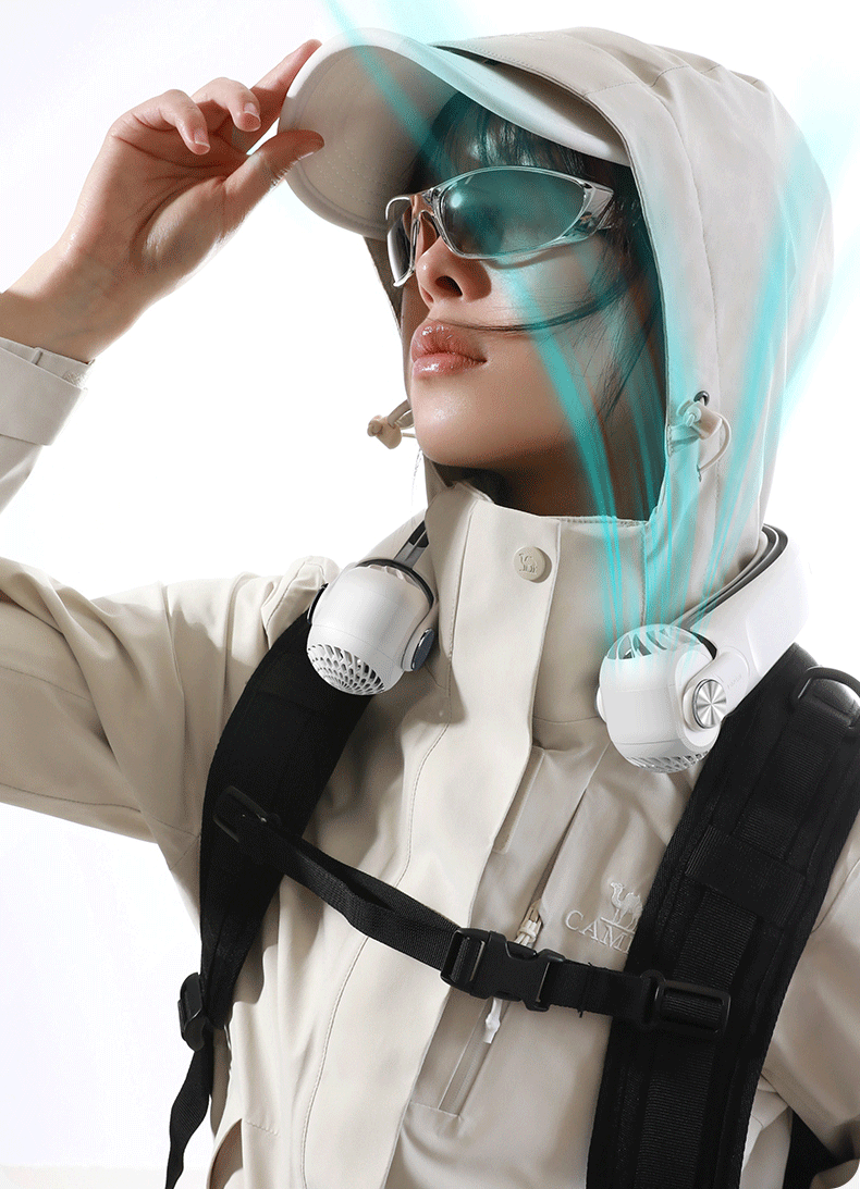 ‌Wear the Chill! 2400mAh AR Turbine Bladeless Neck Fan — Negative Pressure Cooling, Real Cold Wind, Hands-Free