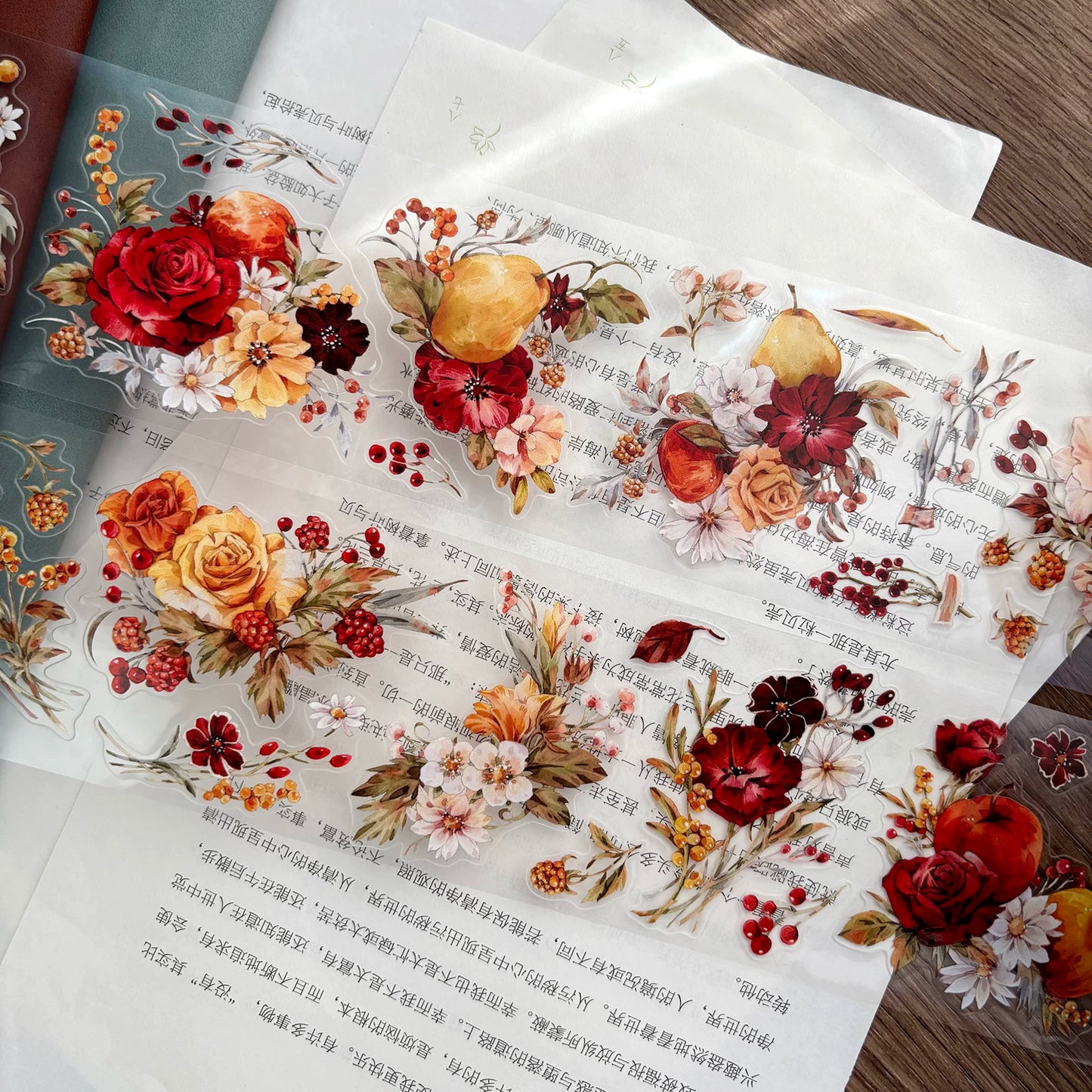 ZiYuanSu Vol15【Falling Fragrance】Kiss-cut Floral Washi Tape and PET Stickers