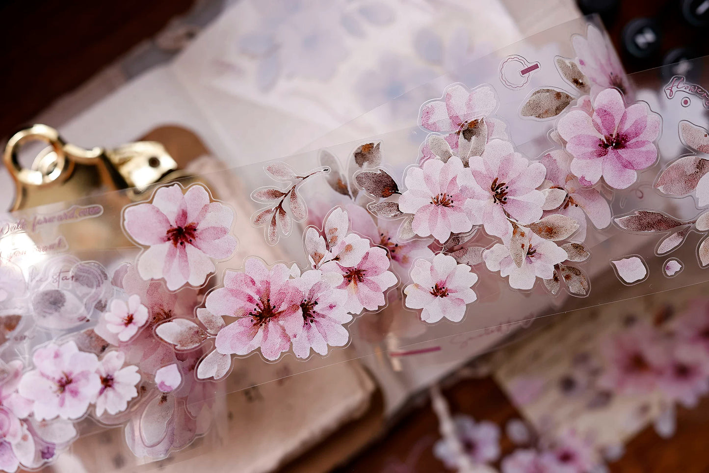 XiaoBaiJia Salt Series【Pink Mist Letter Paper】Pre-cut Orginal Design Washi/Pet Tape Light Retro Stickers