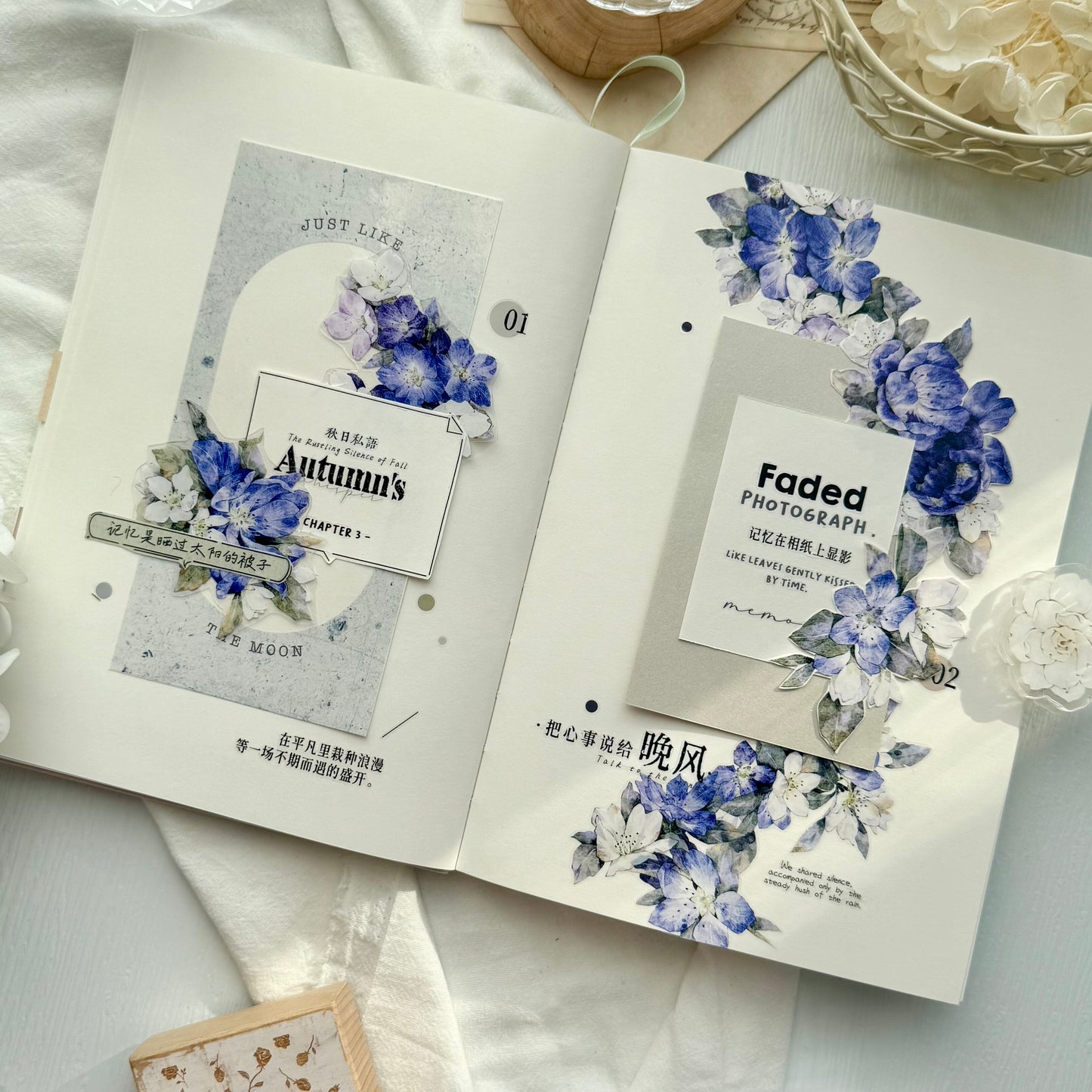 TianCheng-Vol7【Sea Salt Fragments】English Text Washi PET Tape,for Scrapbook Supplies,Scrapbook Tape Stickers,Junk Journal Supplies