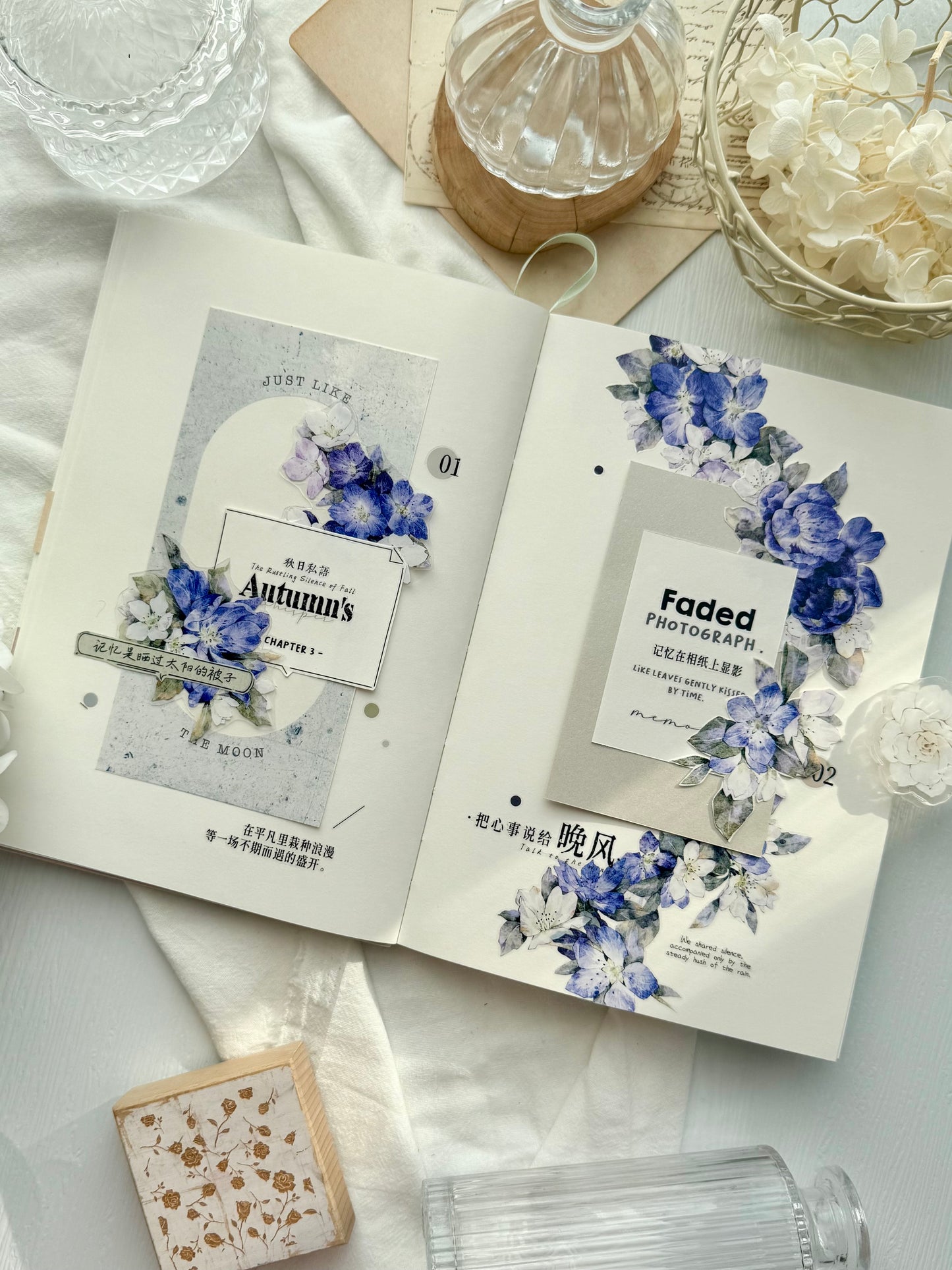 TianCheng-Vol7【Sea Salt Fragments】English Text Washi PET Tape,for Scrapbook Supplies,Scrapbook Tape Stickers,Junk Journal Supplies