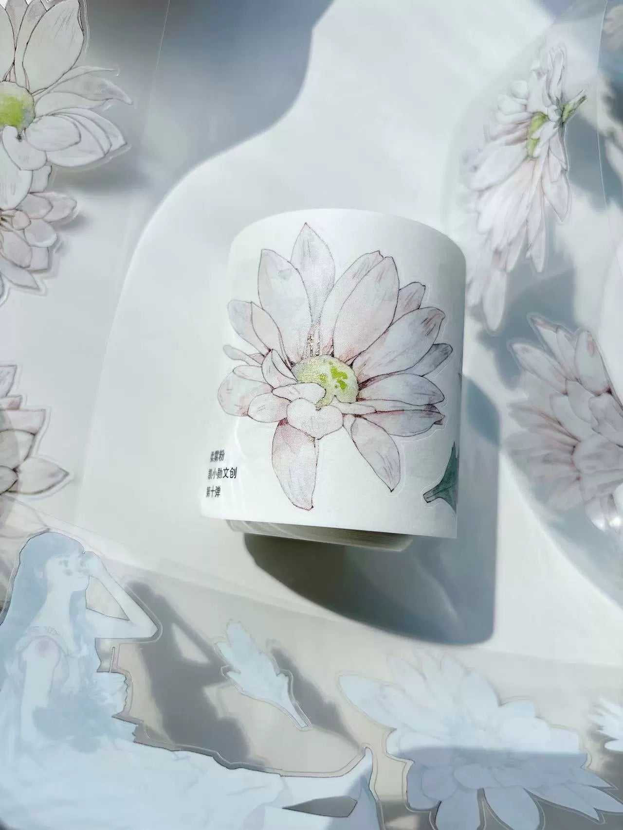 Kaixiaoxun Vol10【Soft Mist Powder】 Pre-Cut Long Loop Flower Background Washi/Matte PET Tape for Scrapbook Supplies,Junk Journal Supplies