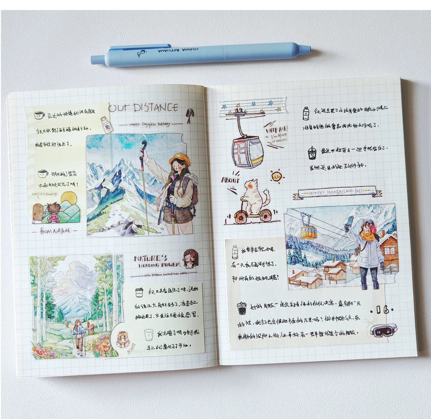 XingXing Vol8【Brave the Wind and Waves】 Pre-cut Light Retro,Outdoor Sports Mountain,Sea,Forest,Desert Scene Washi/PET Tape
