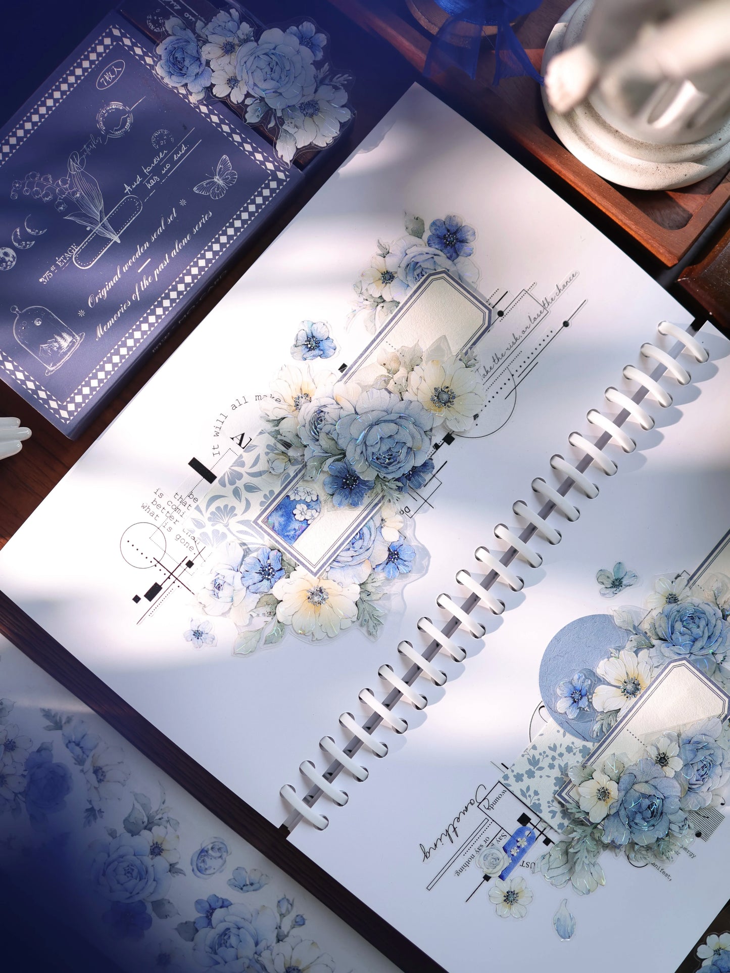 YiEr Vol17【Blue-Violet Flower】Kiss-cut Floral Washi Tape and PET Stickers