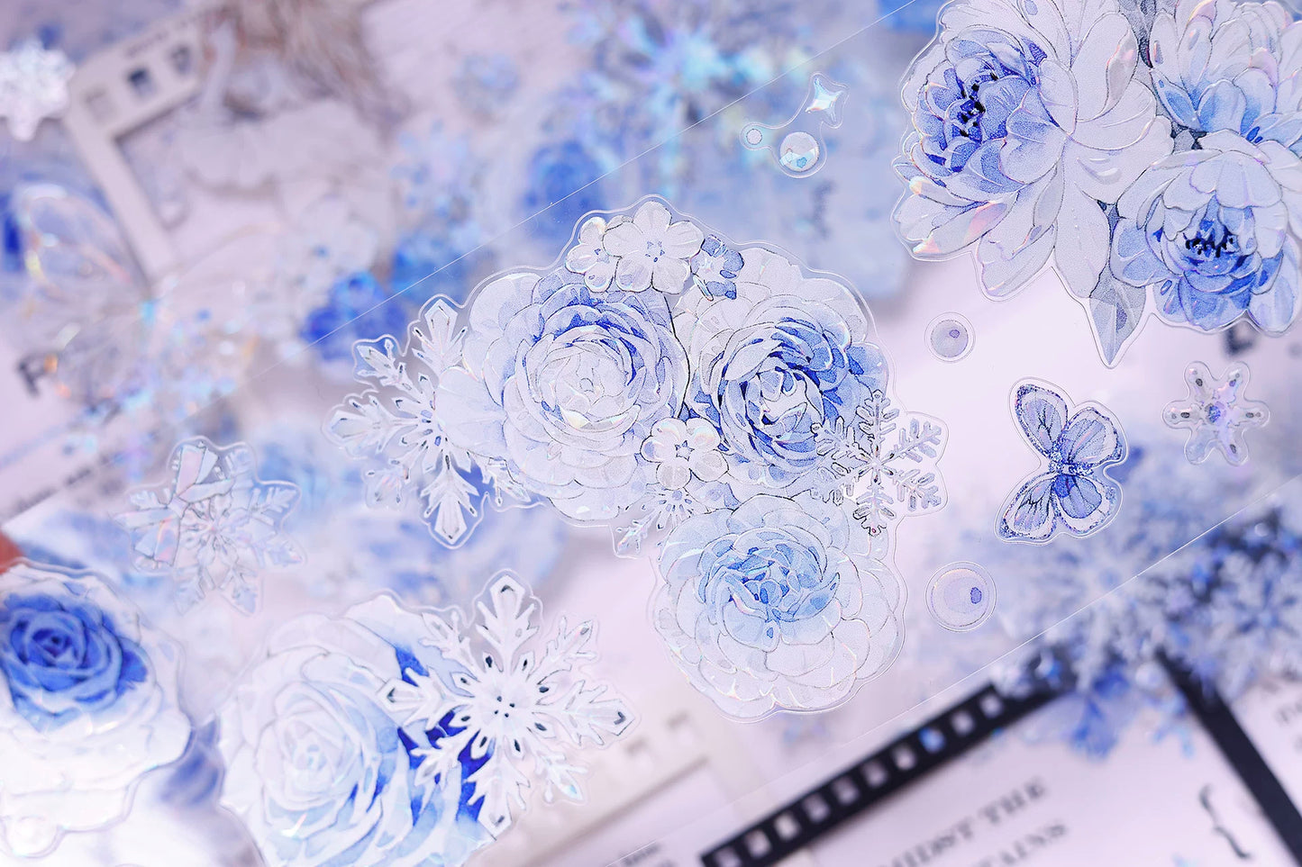 XiaoBaiJia Salt Series【Yingxue Blue】Orginal Design Kiss-cut Washi/Pet Tape Light Retro Fresh Snowflakes Stickers