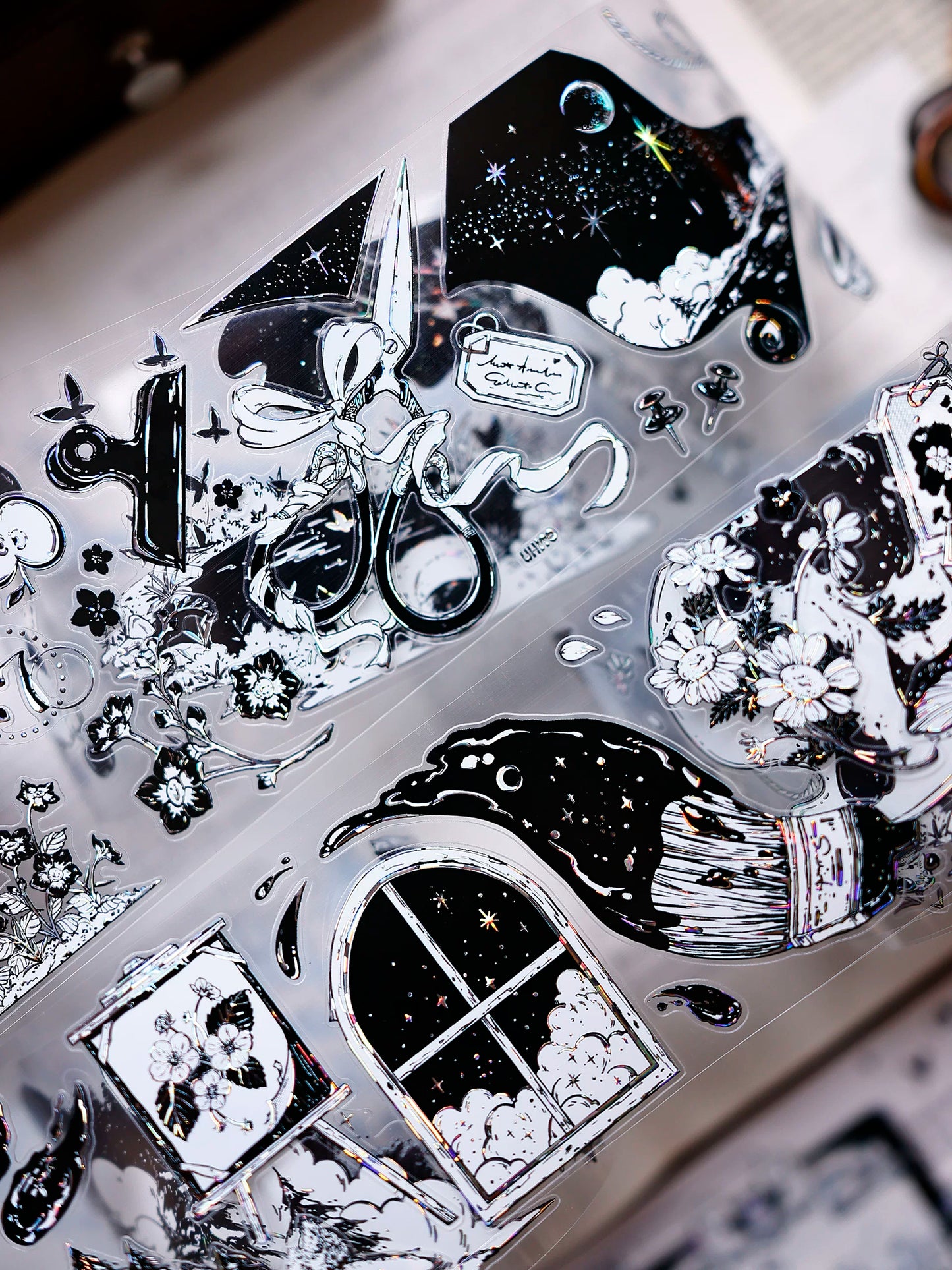 XiaoBaiJia Salt Series【Black and White Art World】Pre-cut Orginal Design Washi/Pet Tape Light Retro Stickers