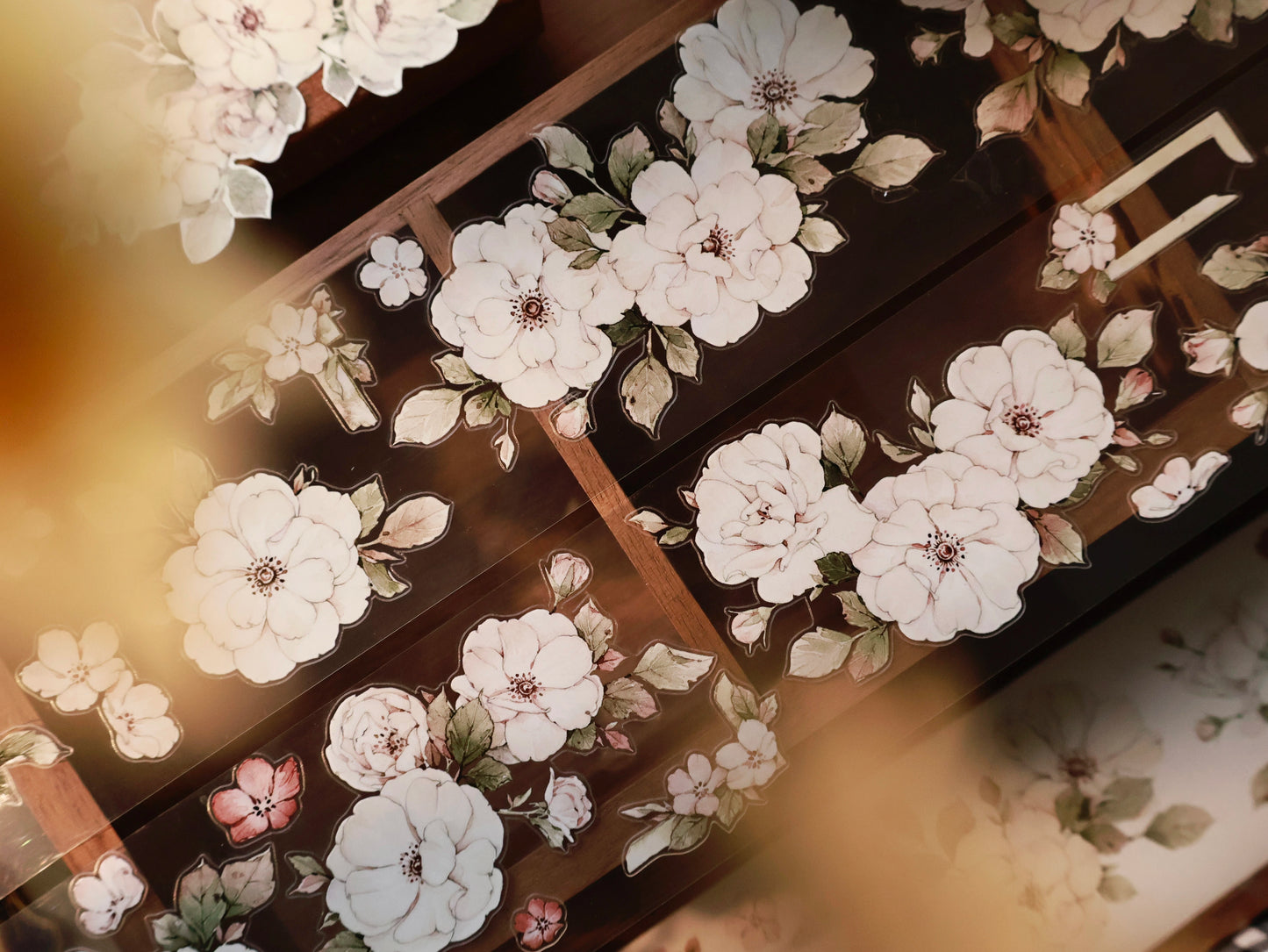 YiEr Vol15【Moonlight Rose】Orginal Design Pre-cut Washi/Pet Floral Tape Light Retro Landscaping Stickers