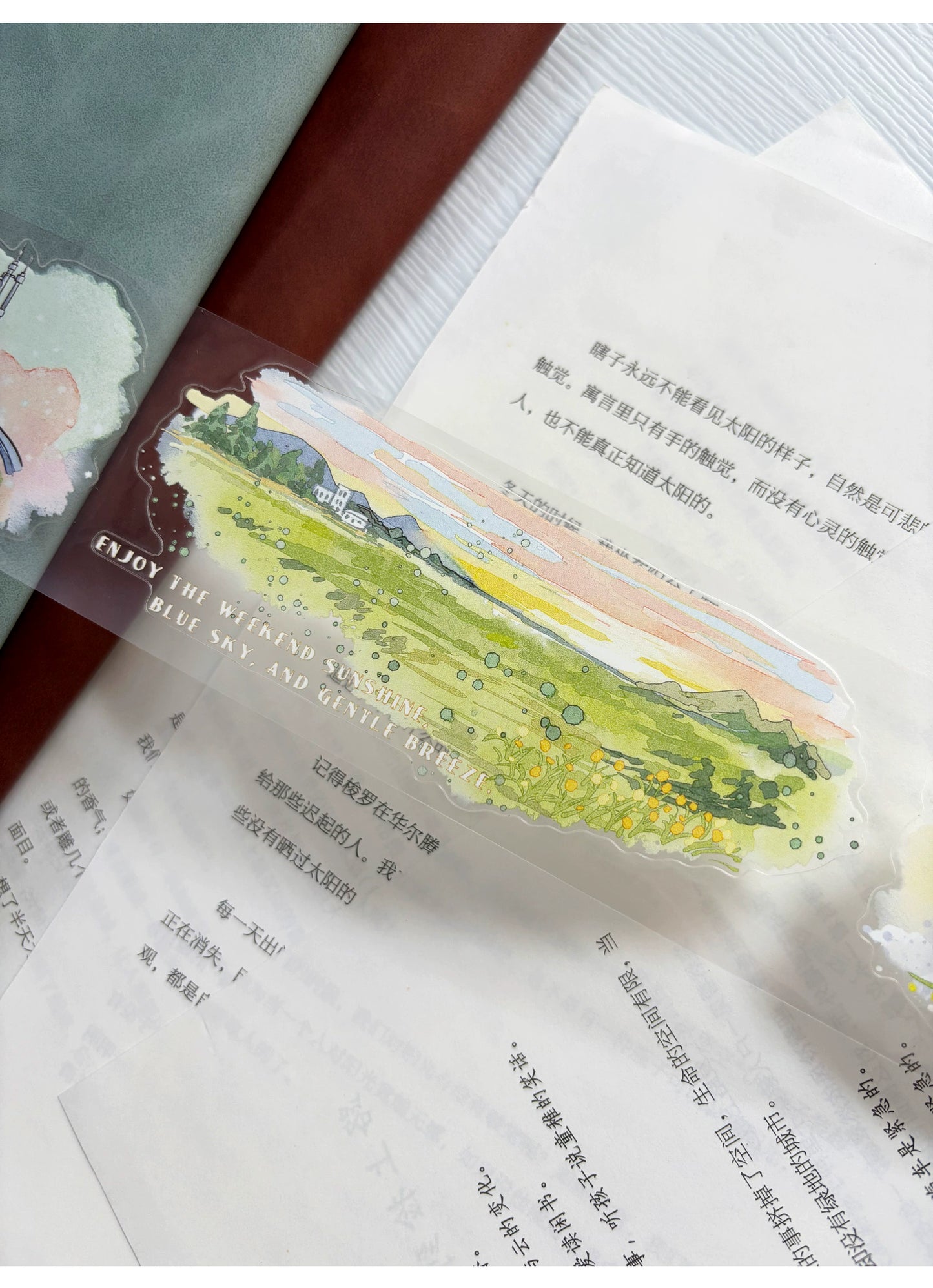 ZiYuanSu Vol12【Light Wind Cloud Shadow】Scene/Landscape Pre-cut Washi/PET Tape,for Scrapbook Supplies,Scrapbook Tape Stickers,Junk Journal Supplies