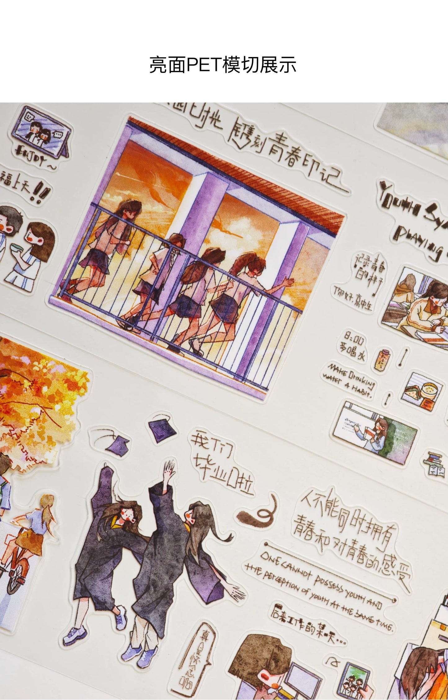 XingXing【Memoir】 Pre-cut Light Retro Campus Youth Washi/PET Tape