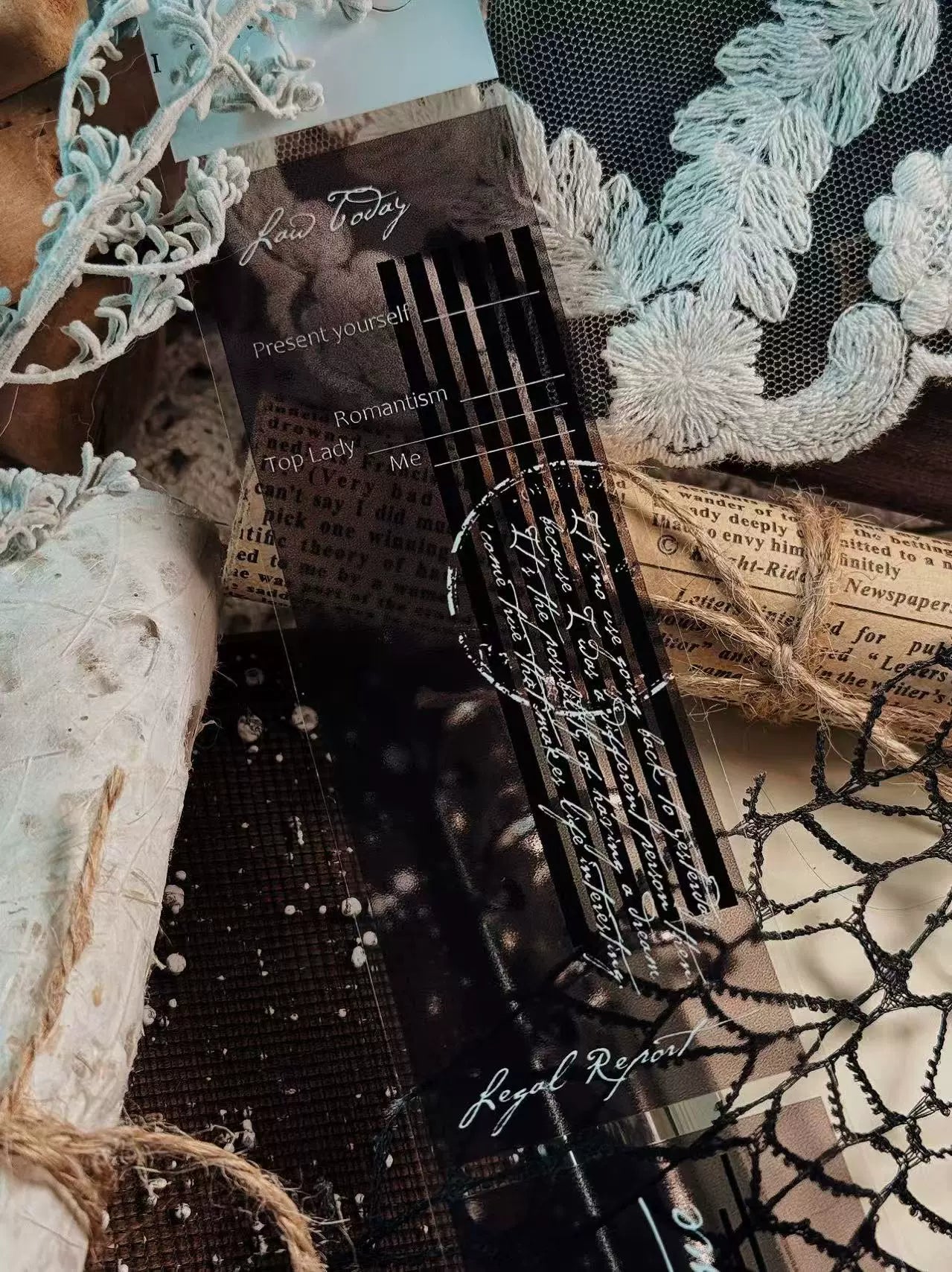 Linlanxi【Plain Semi Transparent Sticky Notes】Original Design Black and White Half Transparent Memo Washi/Pet Tape