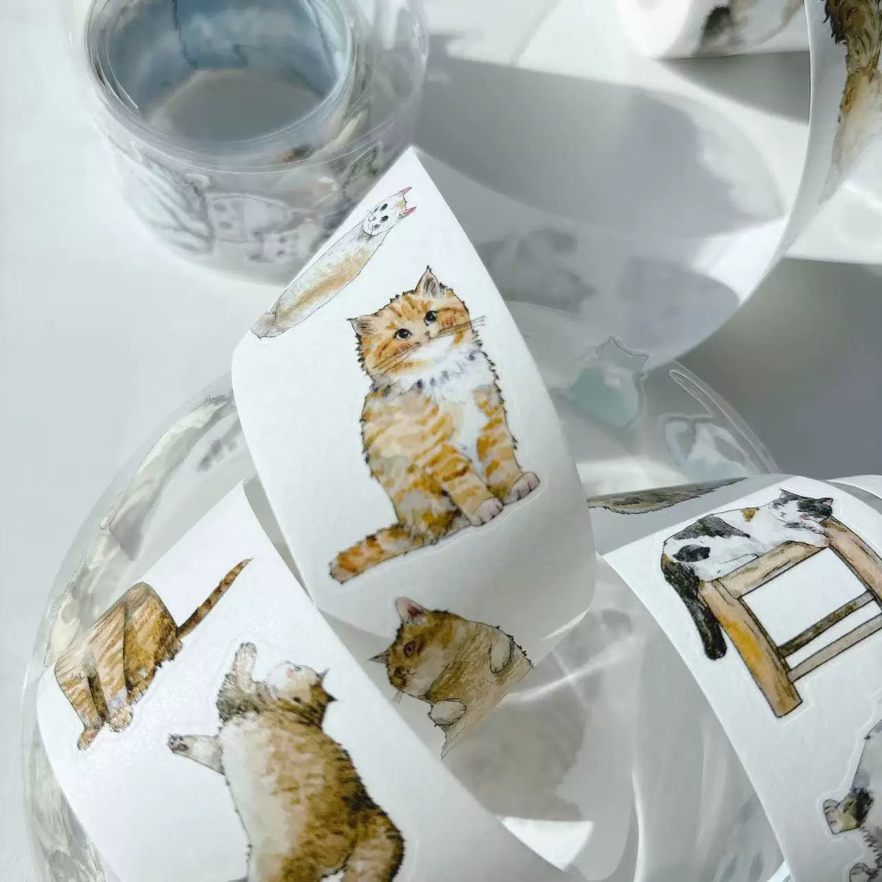 Kaixiaoxun Vol11【Cat】 Pre-Cut Long Loop Washi/Matte PET Tape for Scrapbook Supplies,Junk Journal Supplies