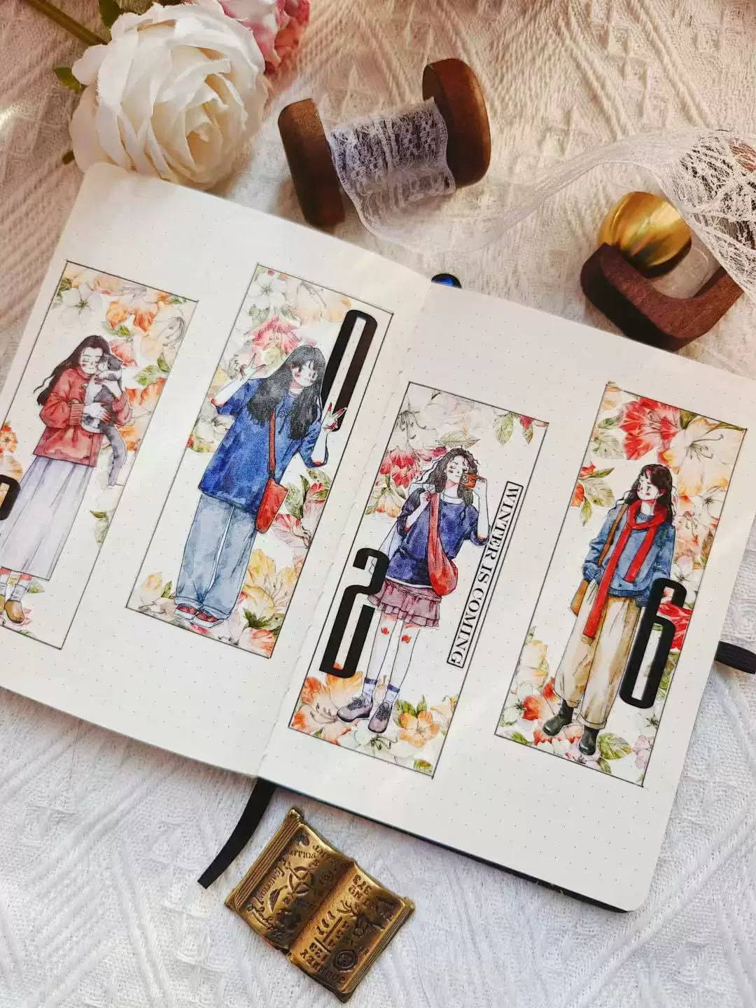 Kaixiaoxun Vol11【Slow Narrative Collection】 Pre-Cut Long Loop Washi/Matte PET Tape for Scrapbook Supplies,Junk Journal Supplies