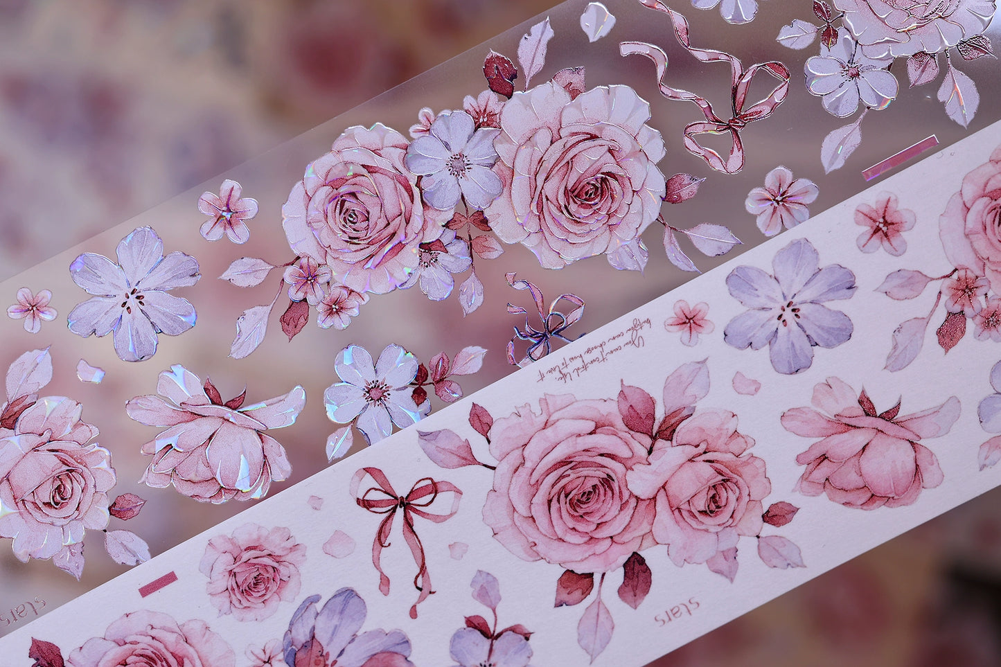 XiaoBaiJia【Clear Sky/Morning Mist】Light Retro Mint Green Flower Orginal Design Washi Pet Floral Tape Landscaping Stickers