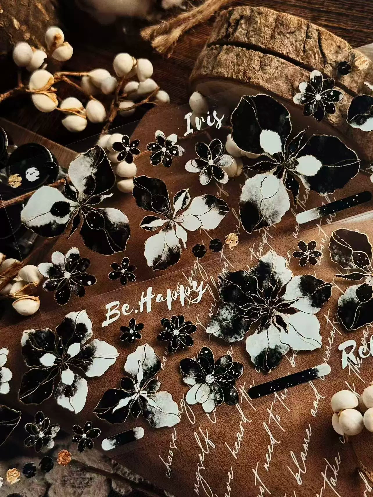 Linlanxi Vol13【Dark Kite Flowers Gradually】Original Design Retro Exquisite Vintage Decorative Washi/Pet Tape