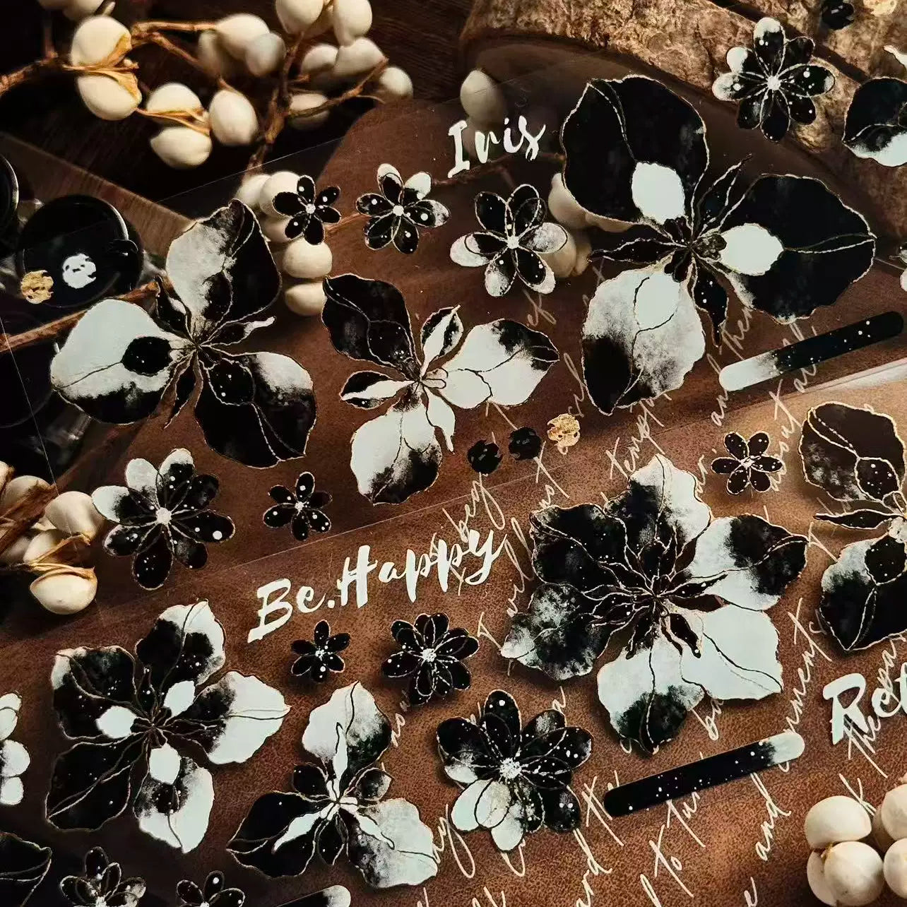 Linlanxi Vol13【Dark Kite Flowers Gradually】Original Design Retro Exquisite Vintage Decorative Washi/Pet Tape