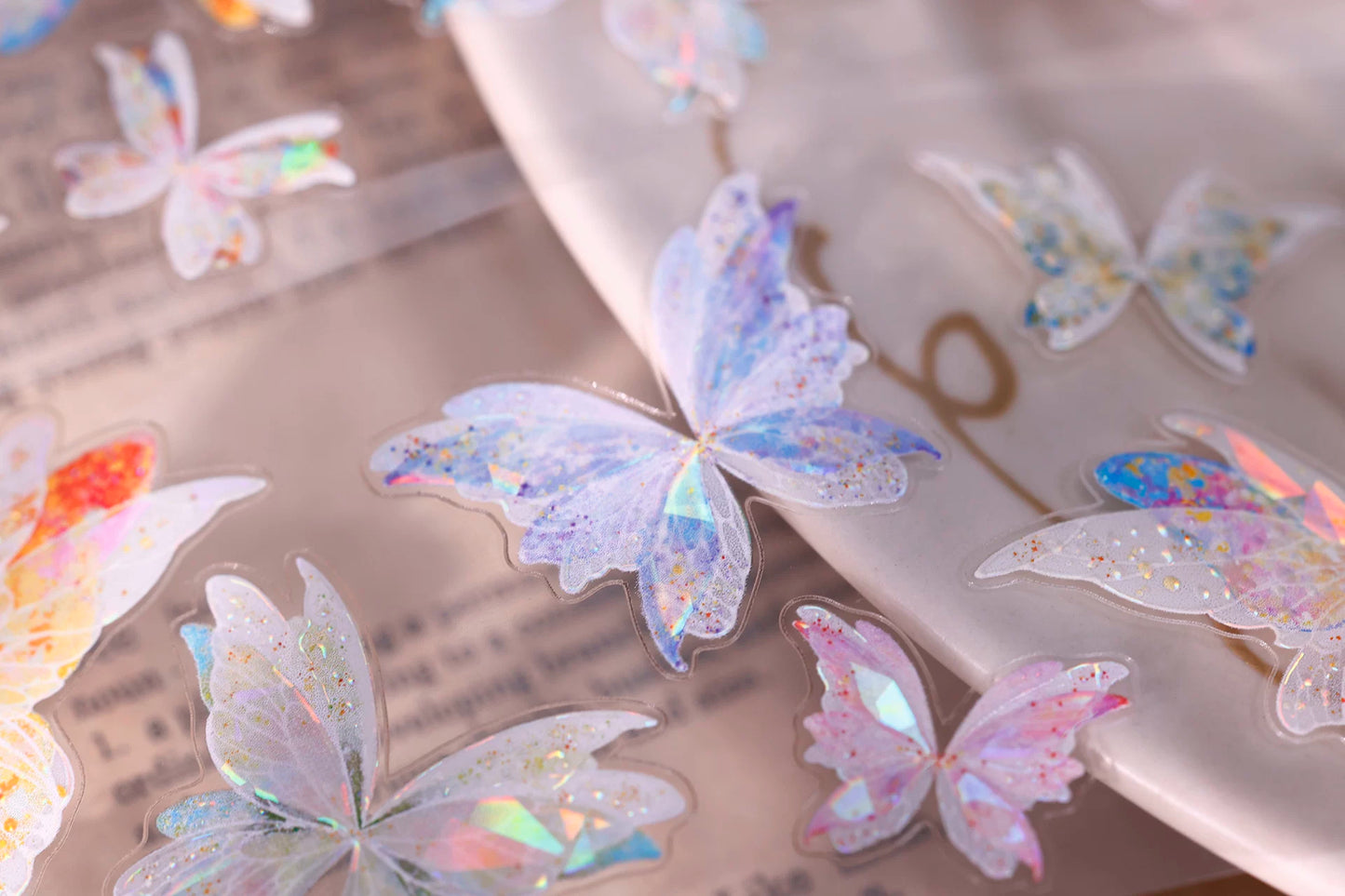XiaoBaiJia【Liuli Butterfly Dance】Pre-cut Orginal Design Washi Pet Tape Light Retro Stickers
