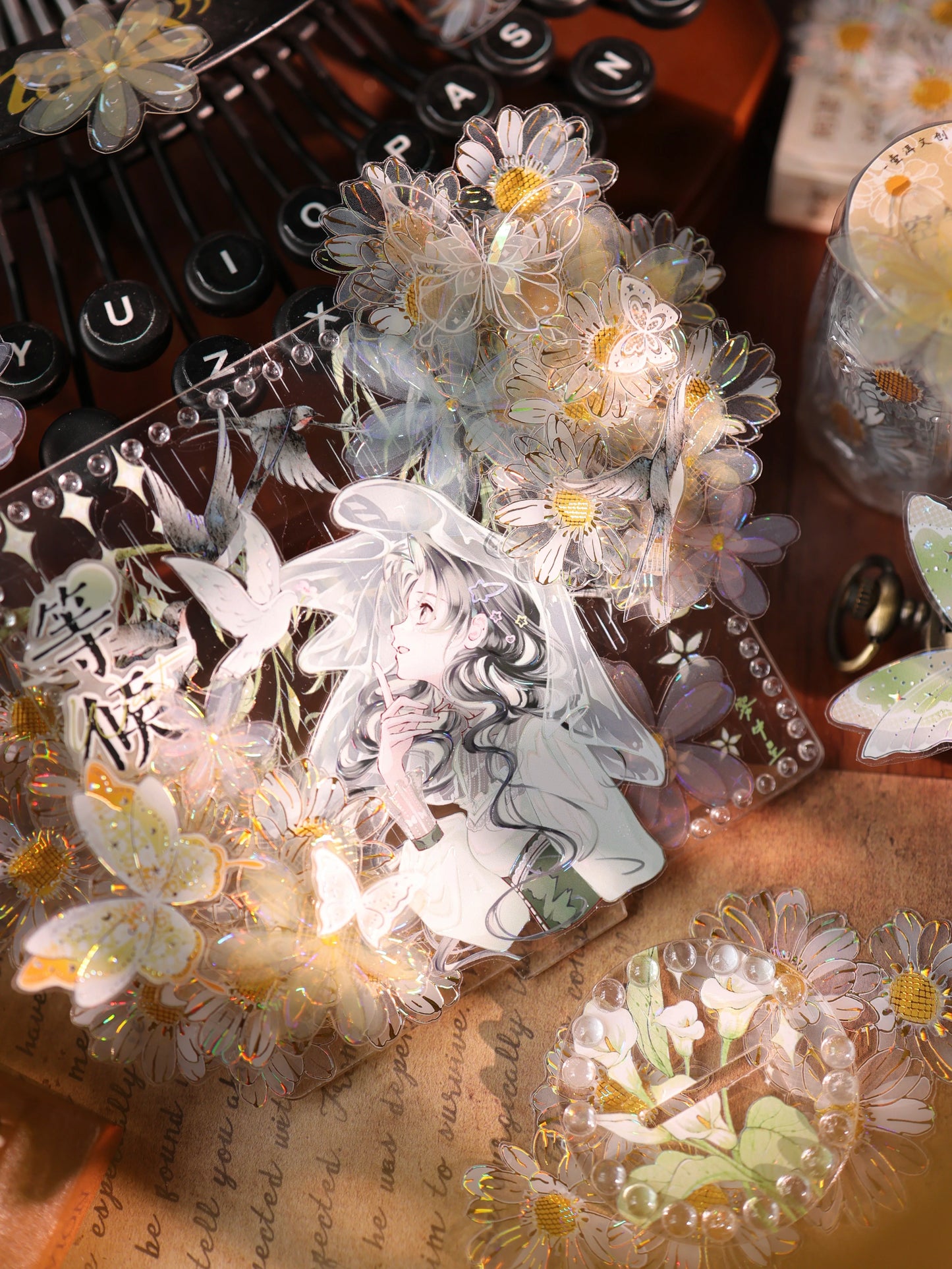 YiEr Vol17【Little Flower Grocery Store】Kiss-cut Light Retro Floral Washi Tape and PET Stickers