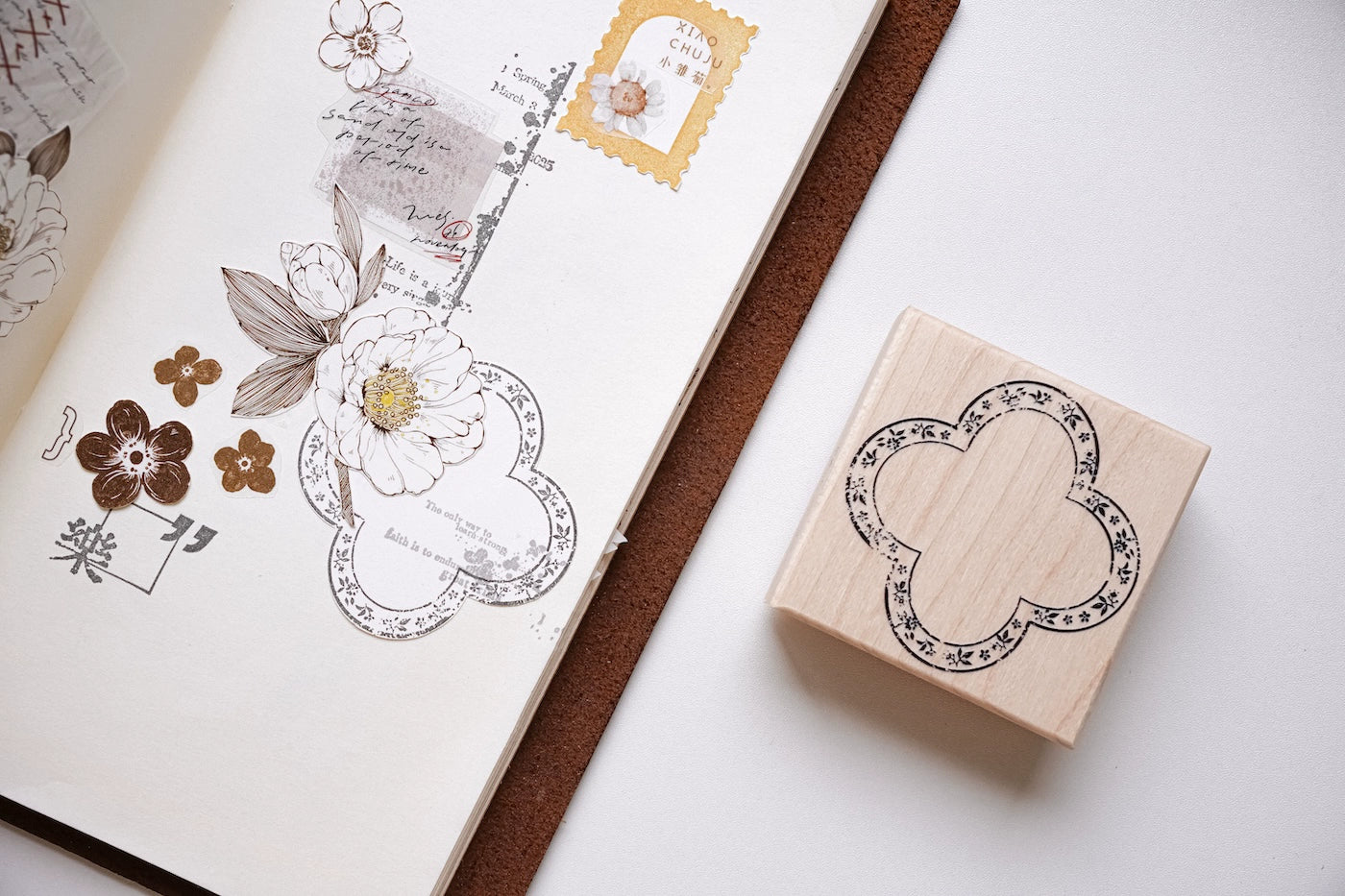 Yuanzi Vol7【Border Series】Upgraded Rubber Retro Maple Stamp for Washi Tape