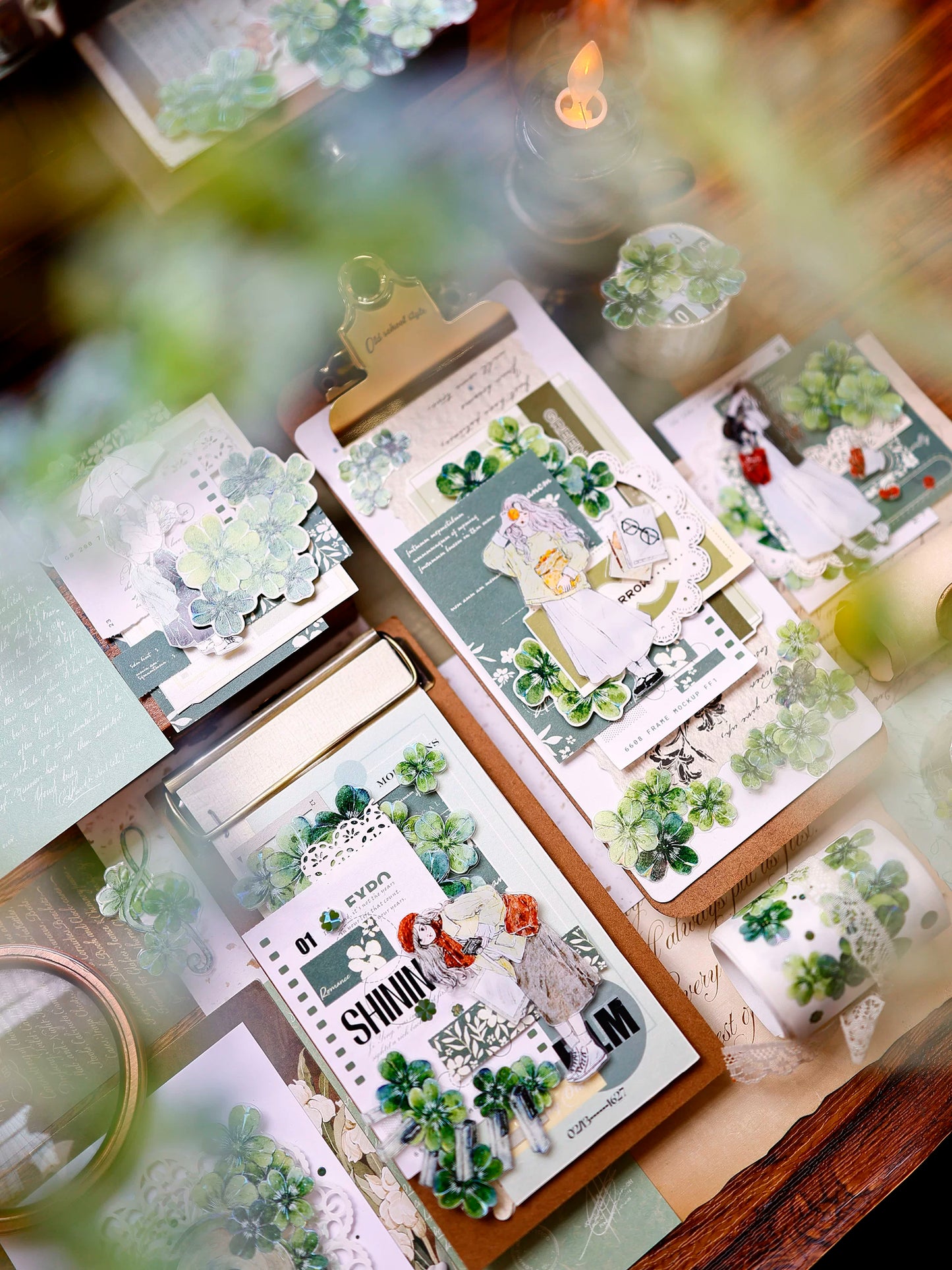 XiaoBaiJia Salt Series【Maiden Among the Flowers】Pre-cut Orginal Design Washi/Pet Tape Light Retro Stickers