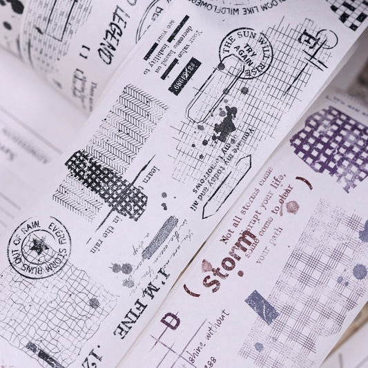 XiaoBaiJia【Narrative of Time】Light Retro Grid Base English Text Washi Pet Tape Stickers