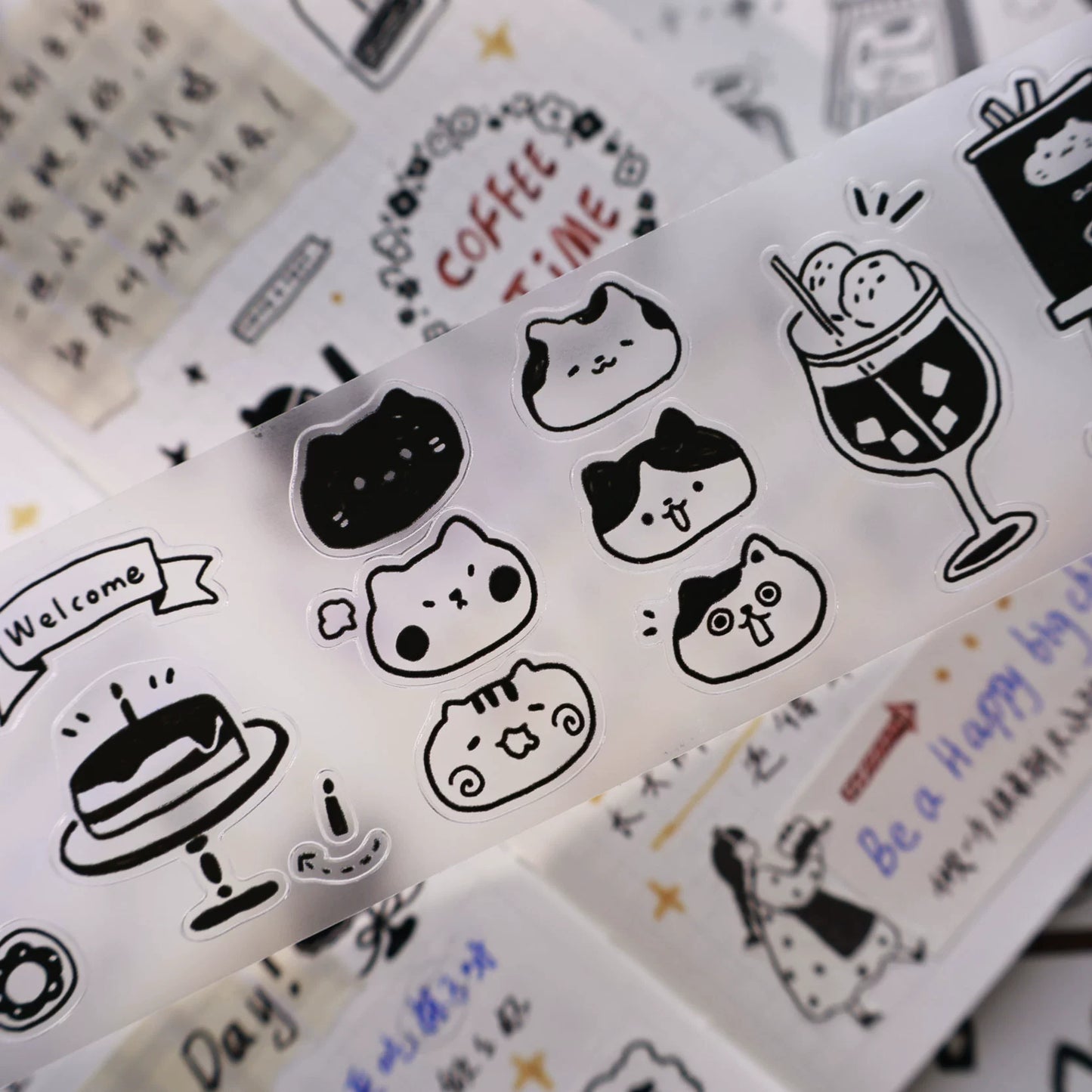 YiEr Minimalist Style Vol4【Cat Cafe Daily】Light Retro Orginal Design Washi Pet Tape Landscape Stickers