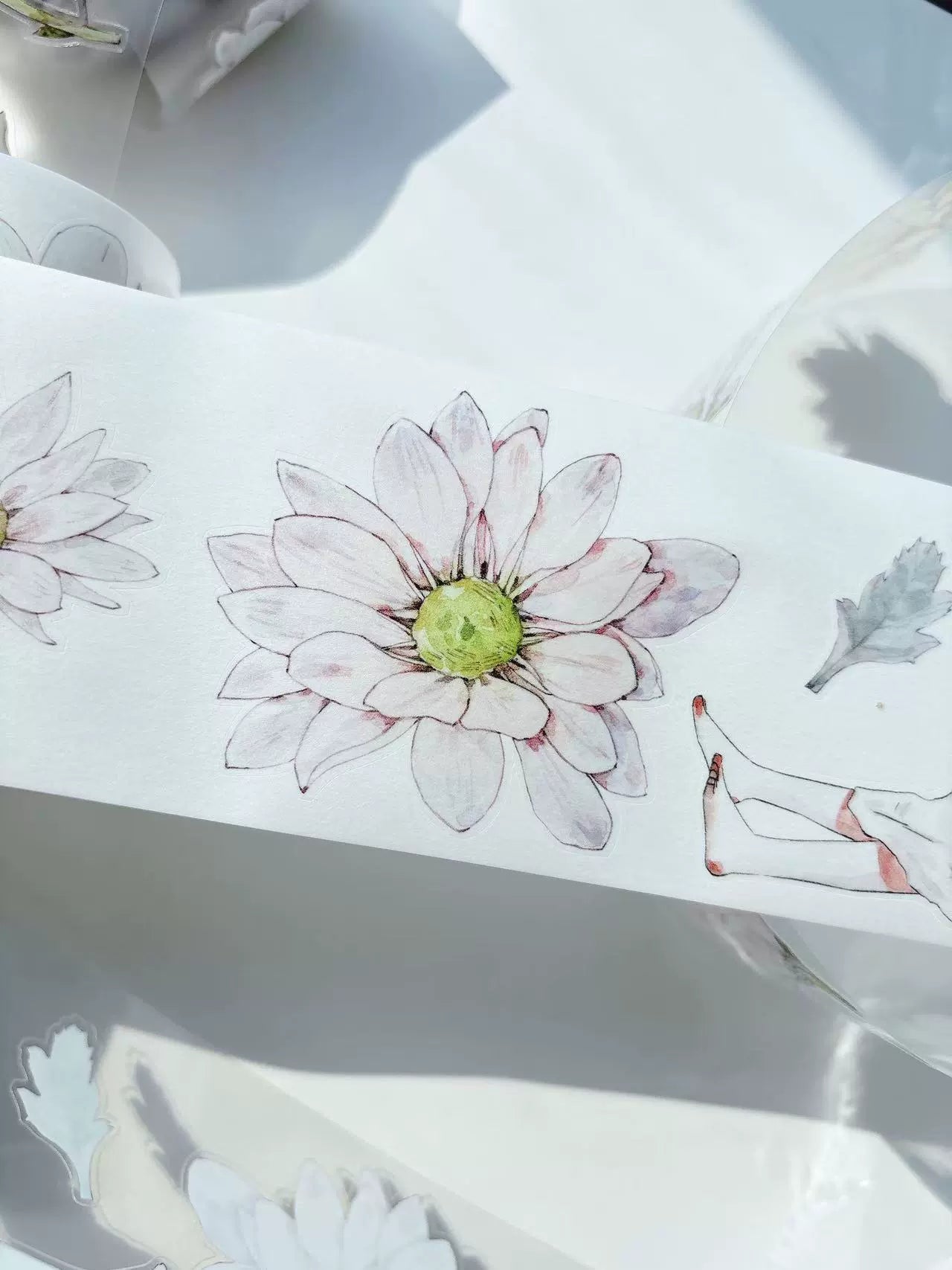 Kaixiaoxun Vol10【Soft Mist Powder】 Pre-Cut Long Loop Flower Background Washi/Matte PET Tape for Scrapbook Supplies,Junk Journal Supplies