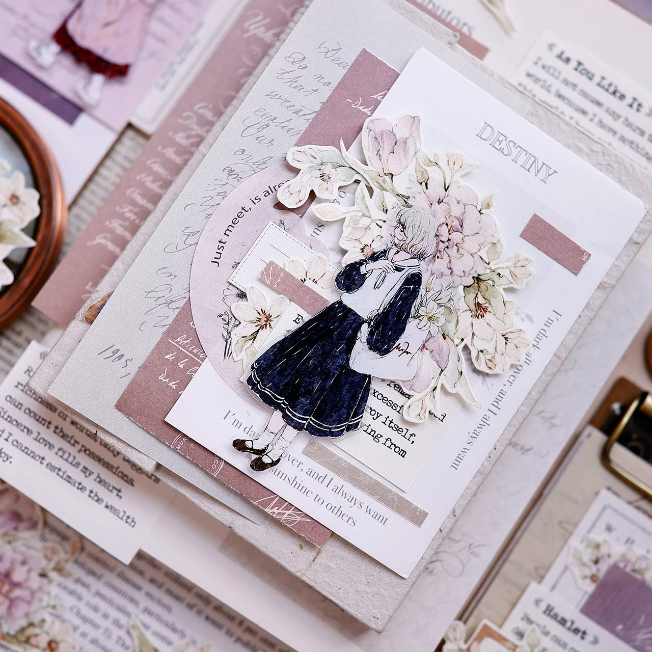 XiaoBaiJia Salt Series【Smoky Purple】Pre-cut Orginal Design Washi/Pet Tape Light Retro Stickers