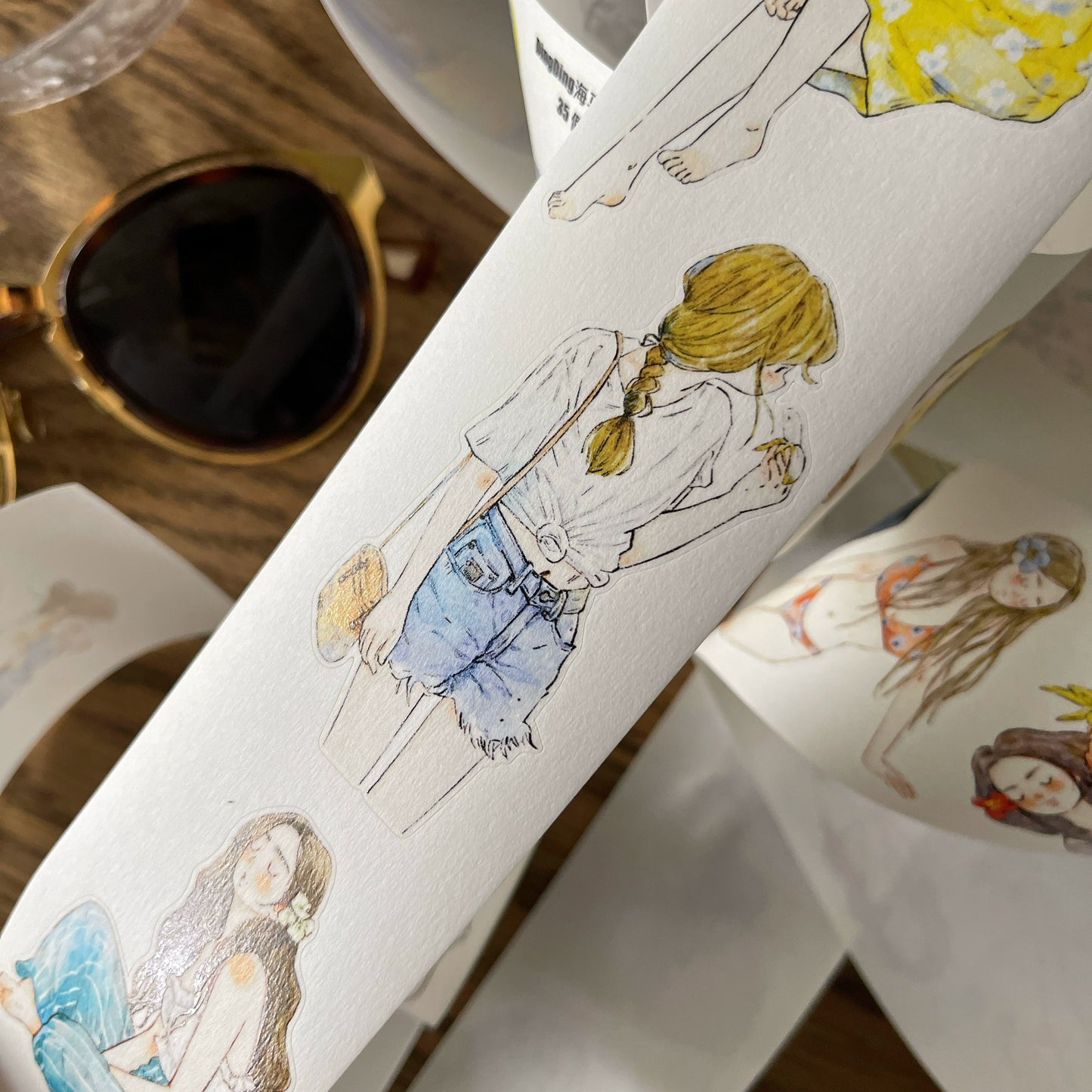 DingDing Vol10【35#Vacation】Original Design Pre-Cut Washi/PET Tape Stickers,for Scrapbook Supplies,Journaling,Junk Journal,Bullet Journal,Planner Stickers