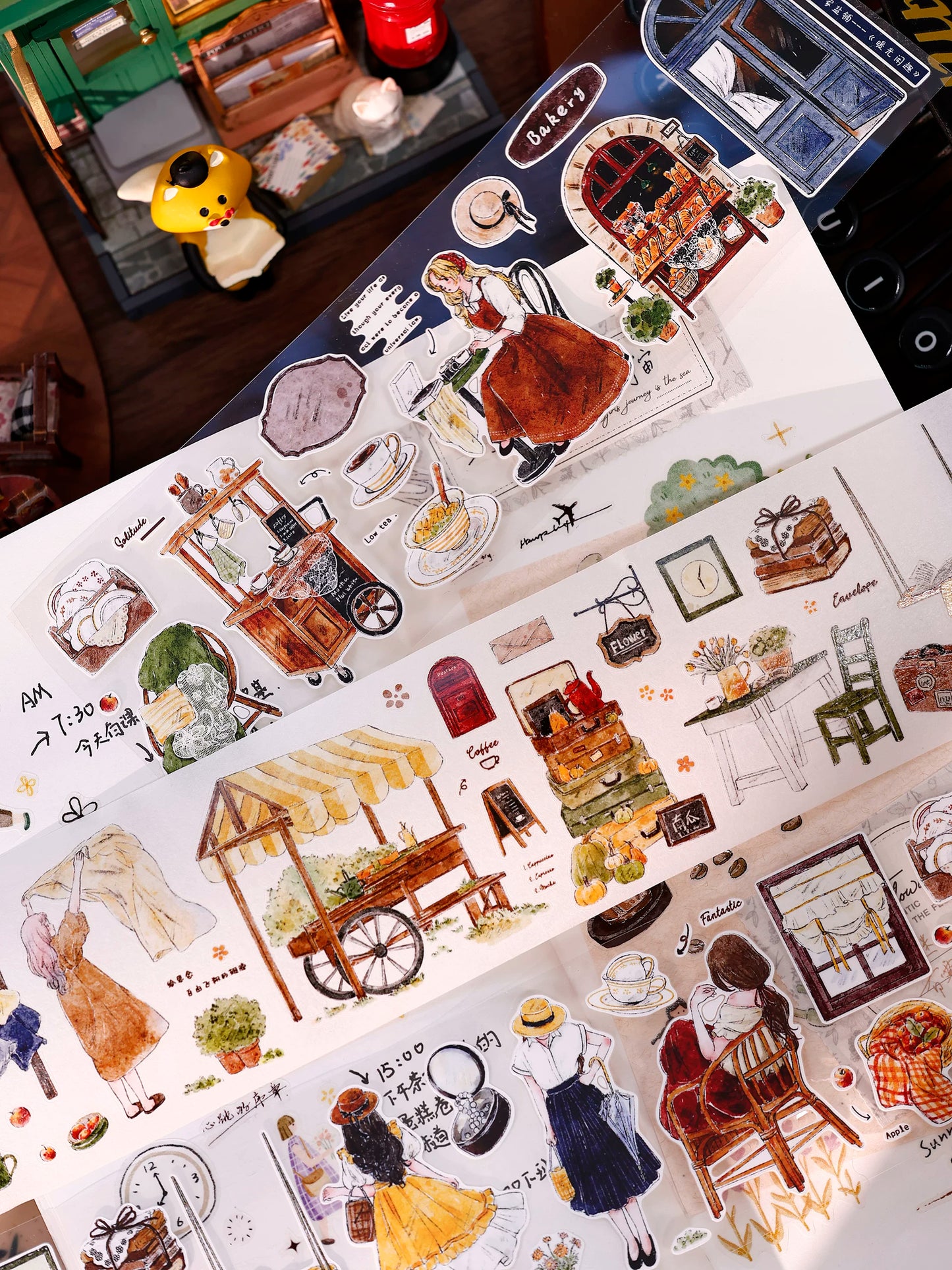 XiaoBaiJia Salt Series【Warm Light and Leisurely Delights】Pre-cut Orginal Design Vintage Scene Washi/Pet Tape Light Retro Stickers