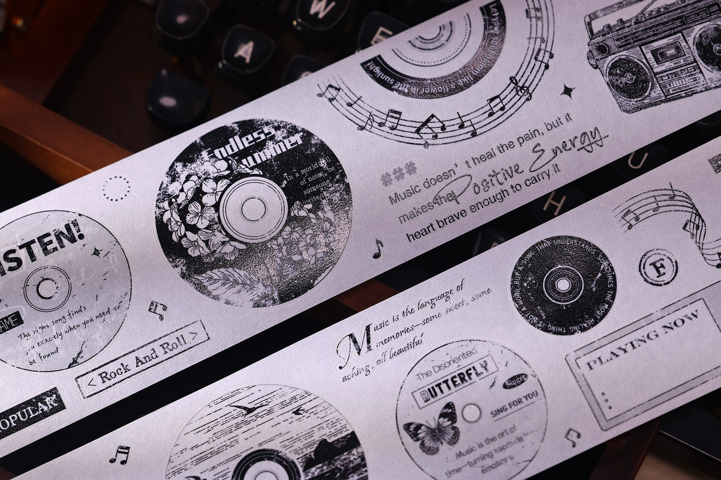 XiaoBaiJia【Echo】Light Retro Orginal Design Bordered Records Washi Pet Tape Landscape Stickers