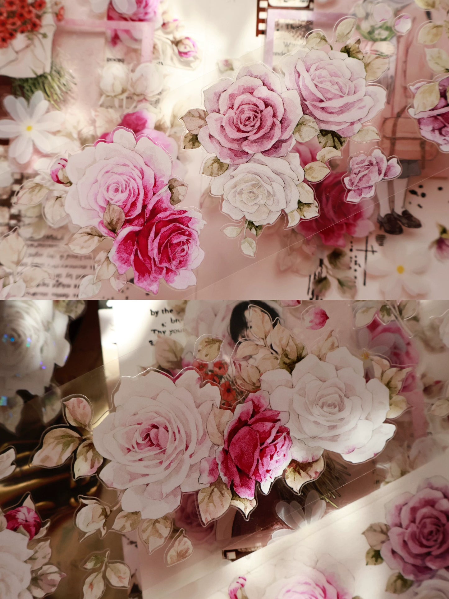 YiEr Vol15【Starry Purple】Orginal Design Pre-cut Washi/Pet Floral Tape Light Retro Landscaping Stickers