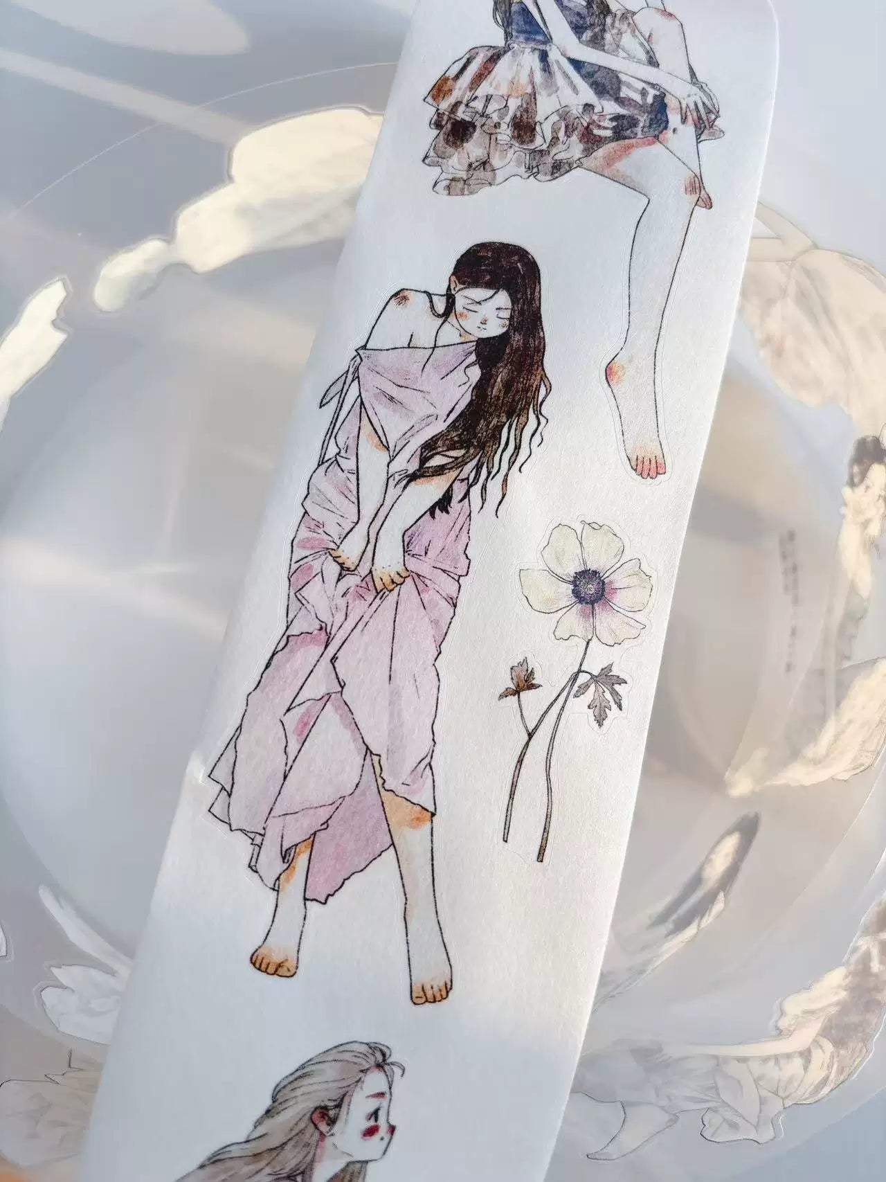 Kaixiaoxun Vol11【Light Skirt Pick Up】 Pre-Cut Long Loop Washi/Matte PET Tape for Scrapbook Supplies,Junk Journal Supplies