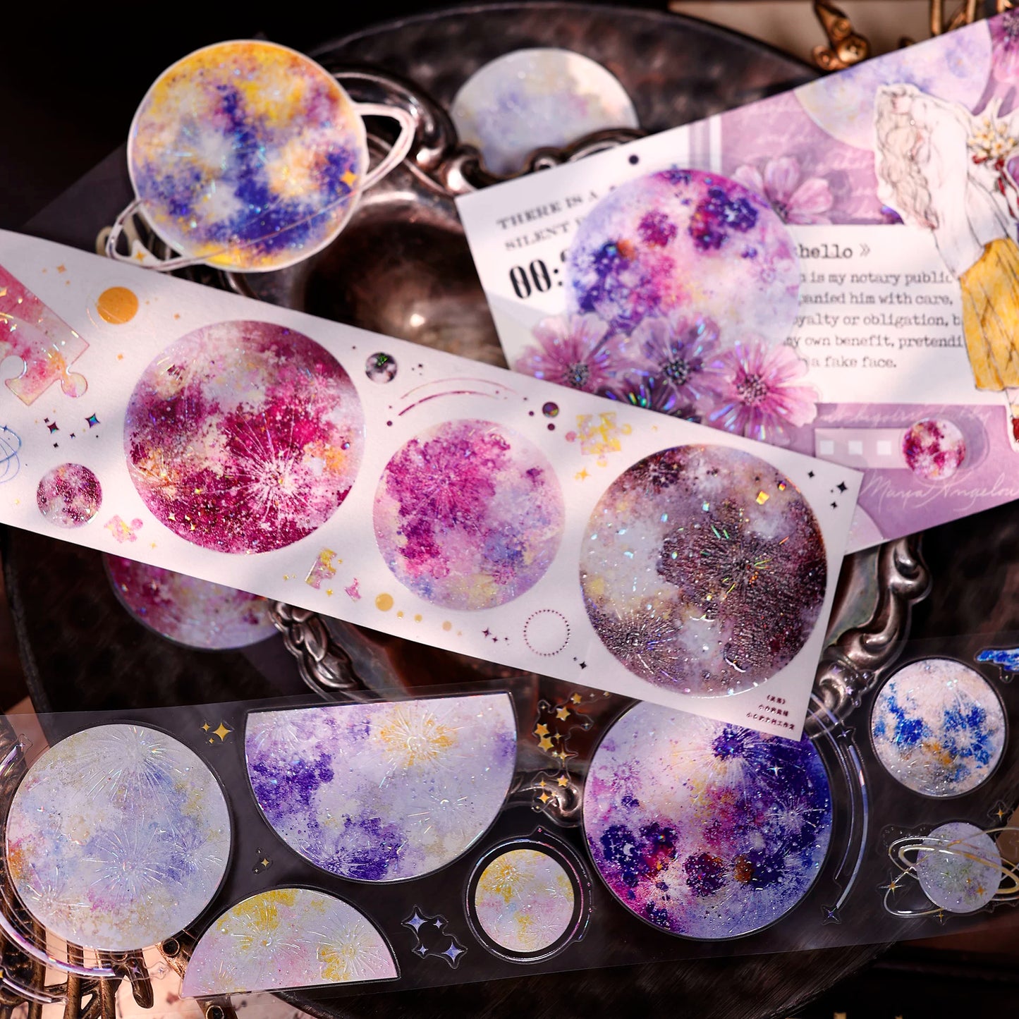 XiaoBaiJia【Starfall】Pre-cut Dream Planet Orginal Design Washi Pet Tape Light Retro Stickers