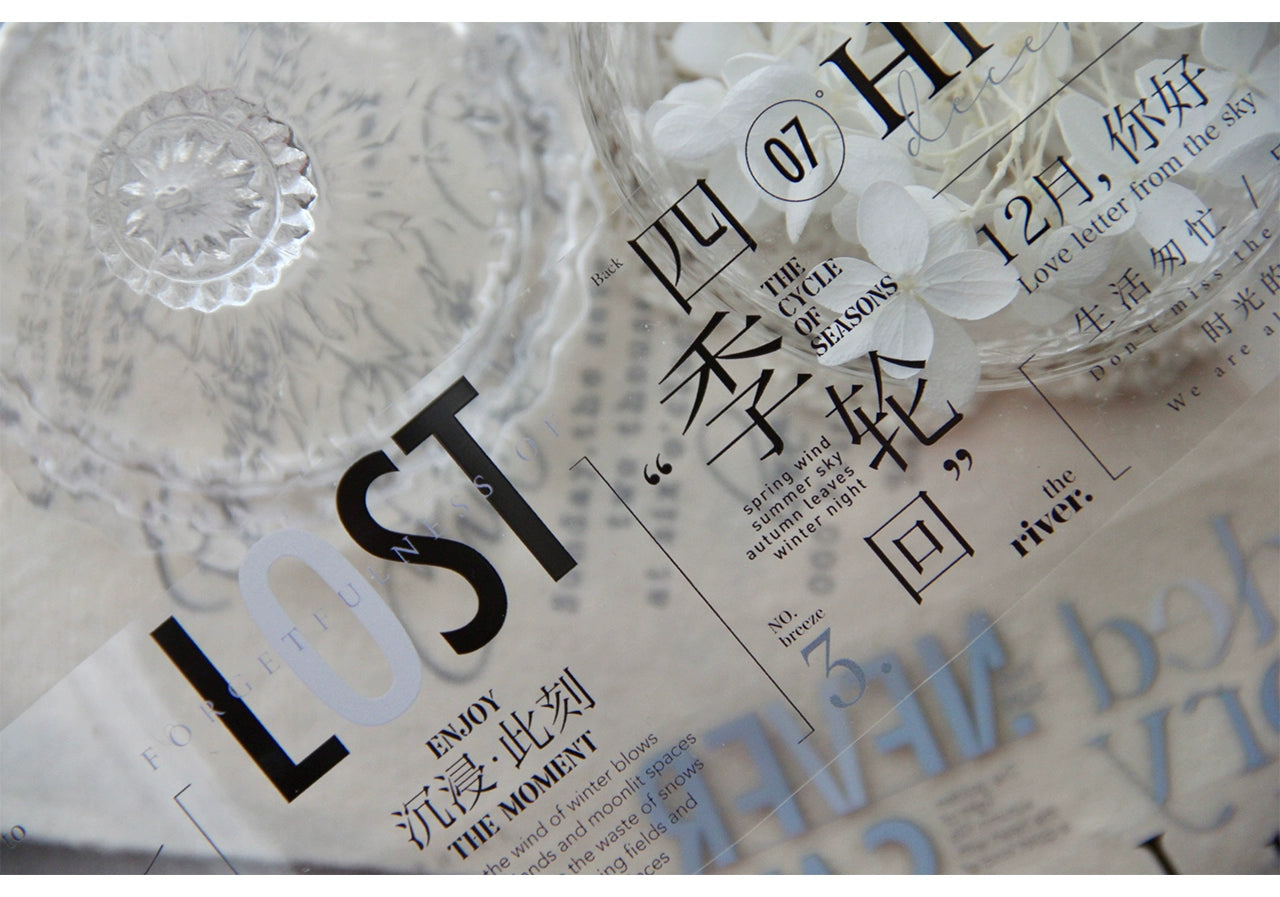 TianCheng-Vol5【Autumn and Winter】English Text Washi/PET Tape,for Scrapbook Supplies,Scrapbook Tape Stickers,Junk Journal Supplies