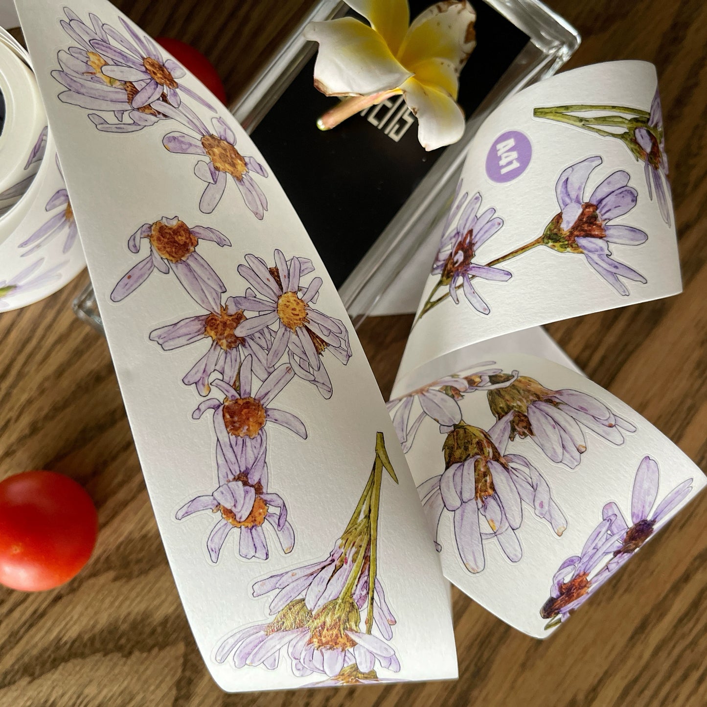 Seahorse Forest Vol7【A41#Wild Purple Flower】Original Design Pre-Cut Floral Washi/PET Tape Stickers,for Scrapbook Supplies,Journaling,Junk Journal,Bullet Journal,Planner Stickers