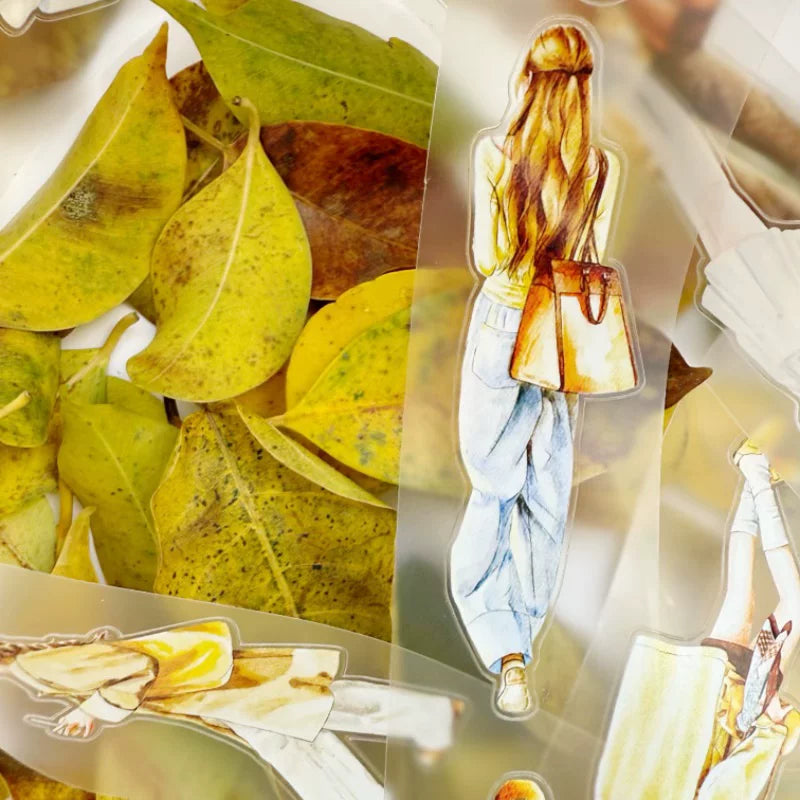 ZaoZao Vol3【Gardenia】Original Design Kiss-Cut Washi PET Tape Stickers,for Scrapbook Supplies,Journaling,Junk Journal,Bullet Journal,Planner Stickers