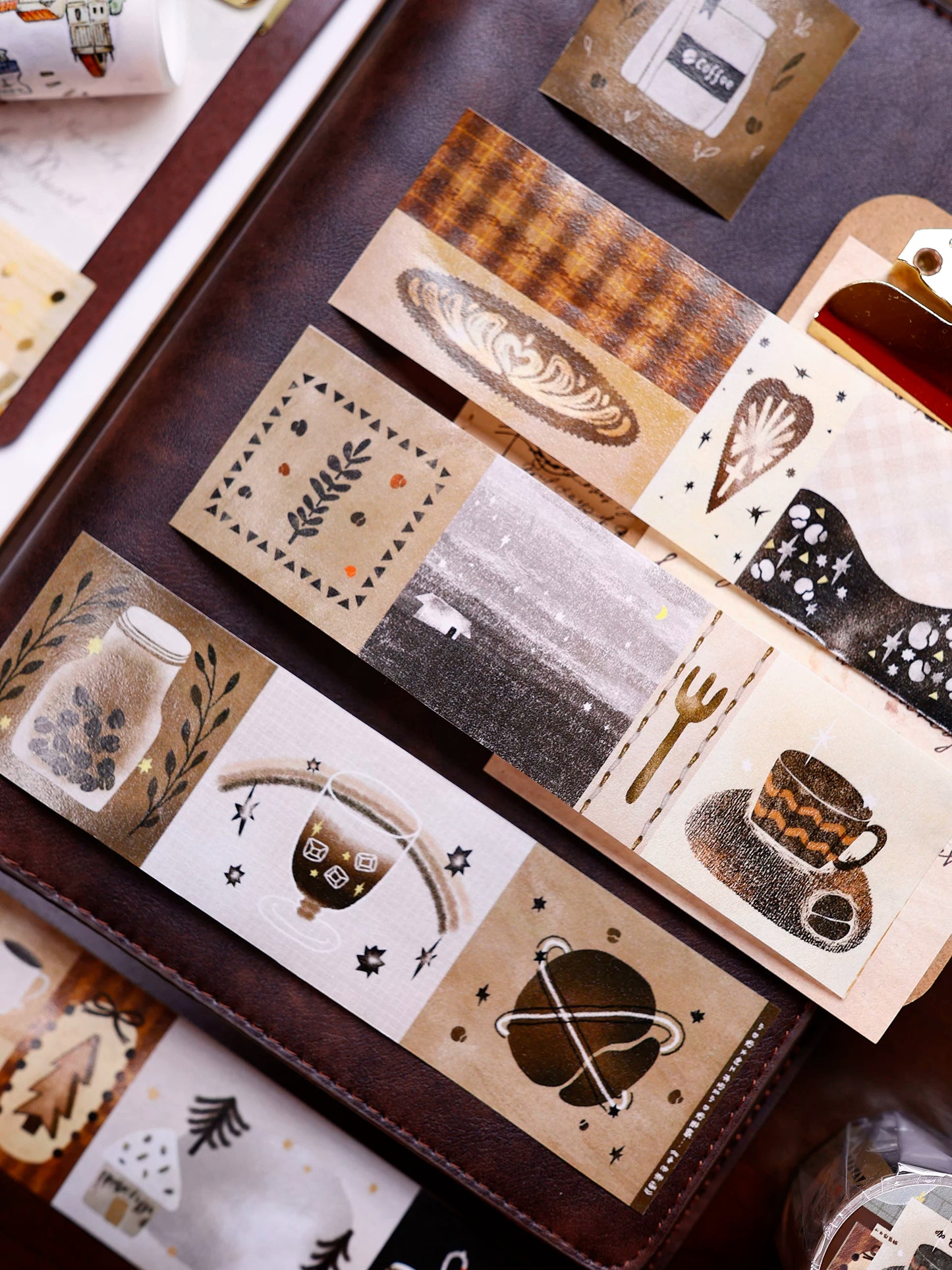 XiaoBaiJia Salt Series【Caffeine-Related Code Words】Pre-cut Orginal Design Vintage Coffee Washi/Pet Tape Light Retro Stickers