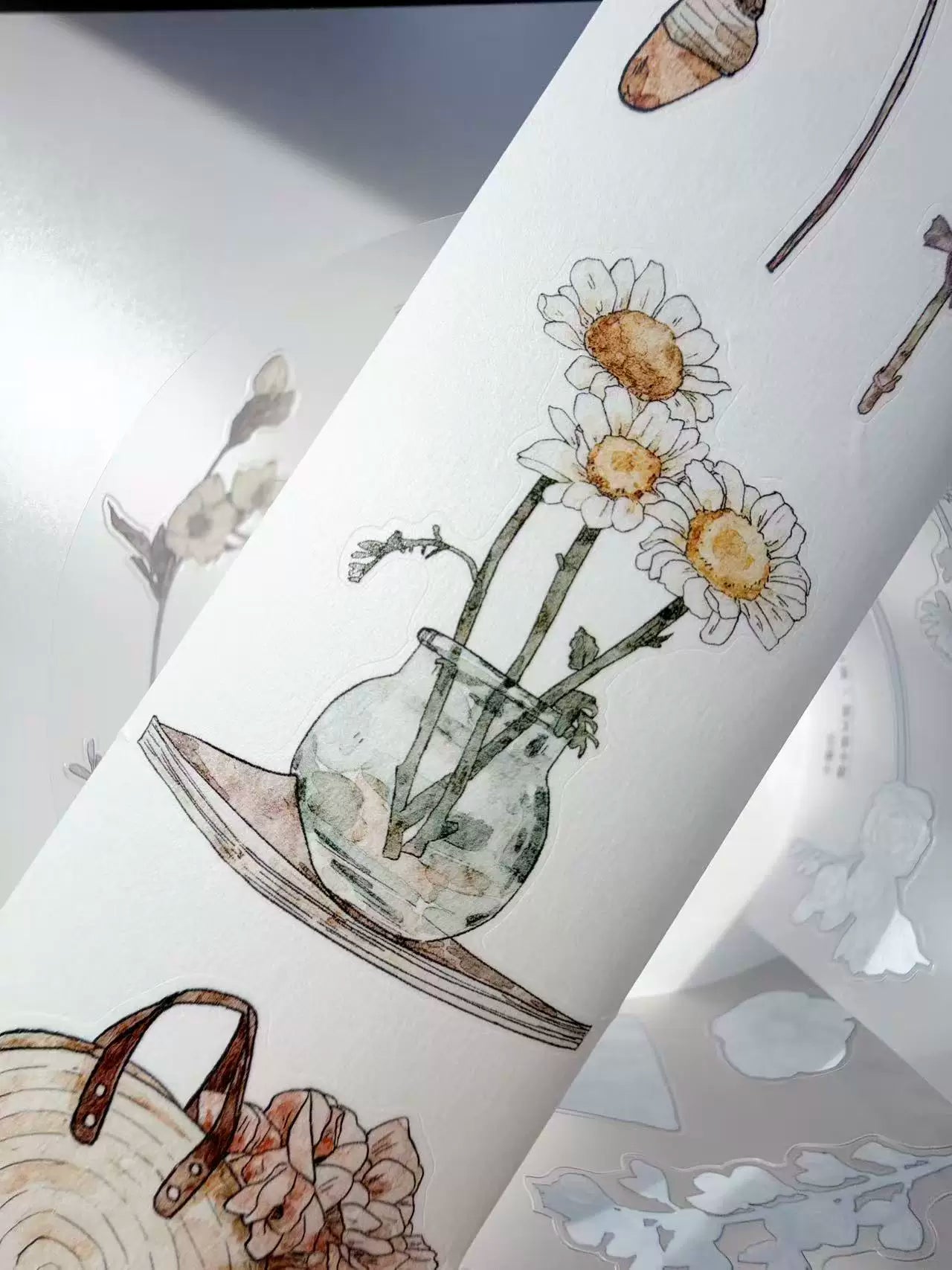 Kaixiaoxun Vol12【Trifles Diary】 Pre-Cut Long Loop Washi/Matte PET Tape for Scrapbook Supplies,Junk Journal Supplies